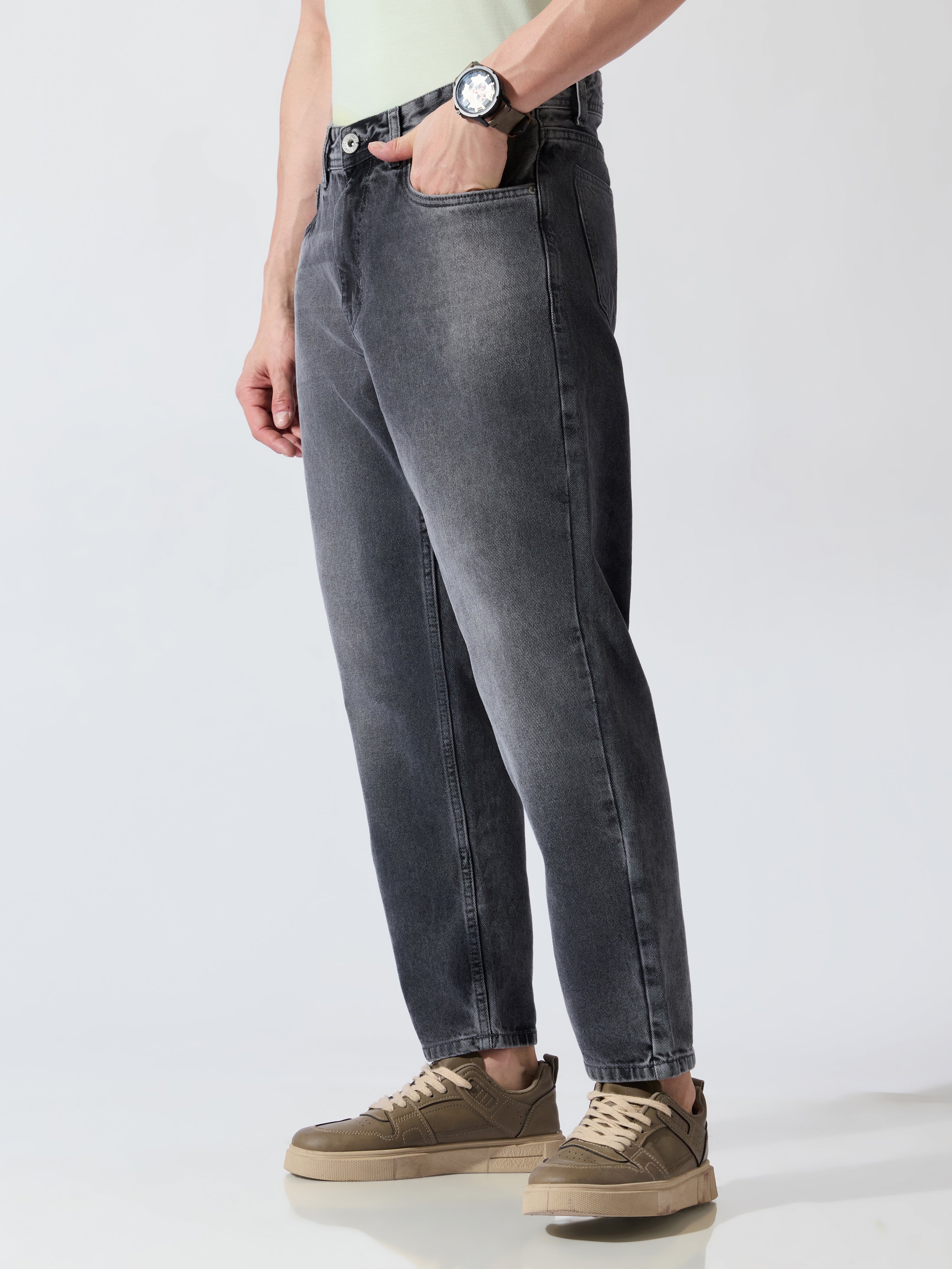 Men's Crop Fit Jeans - Black Shade