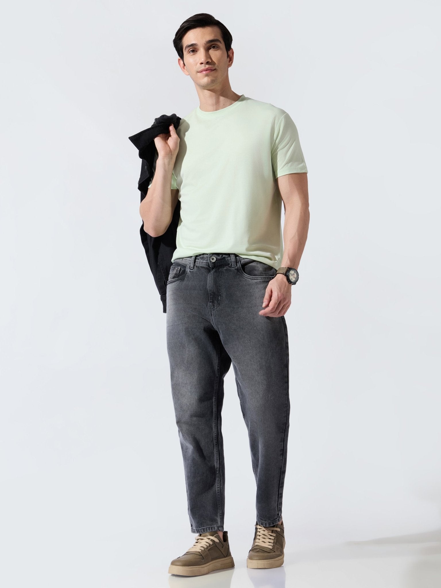 Lare - Crop Fit Jeans - Black Shade - Espanshe