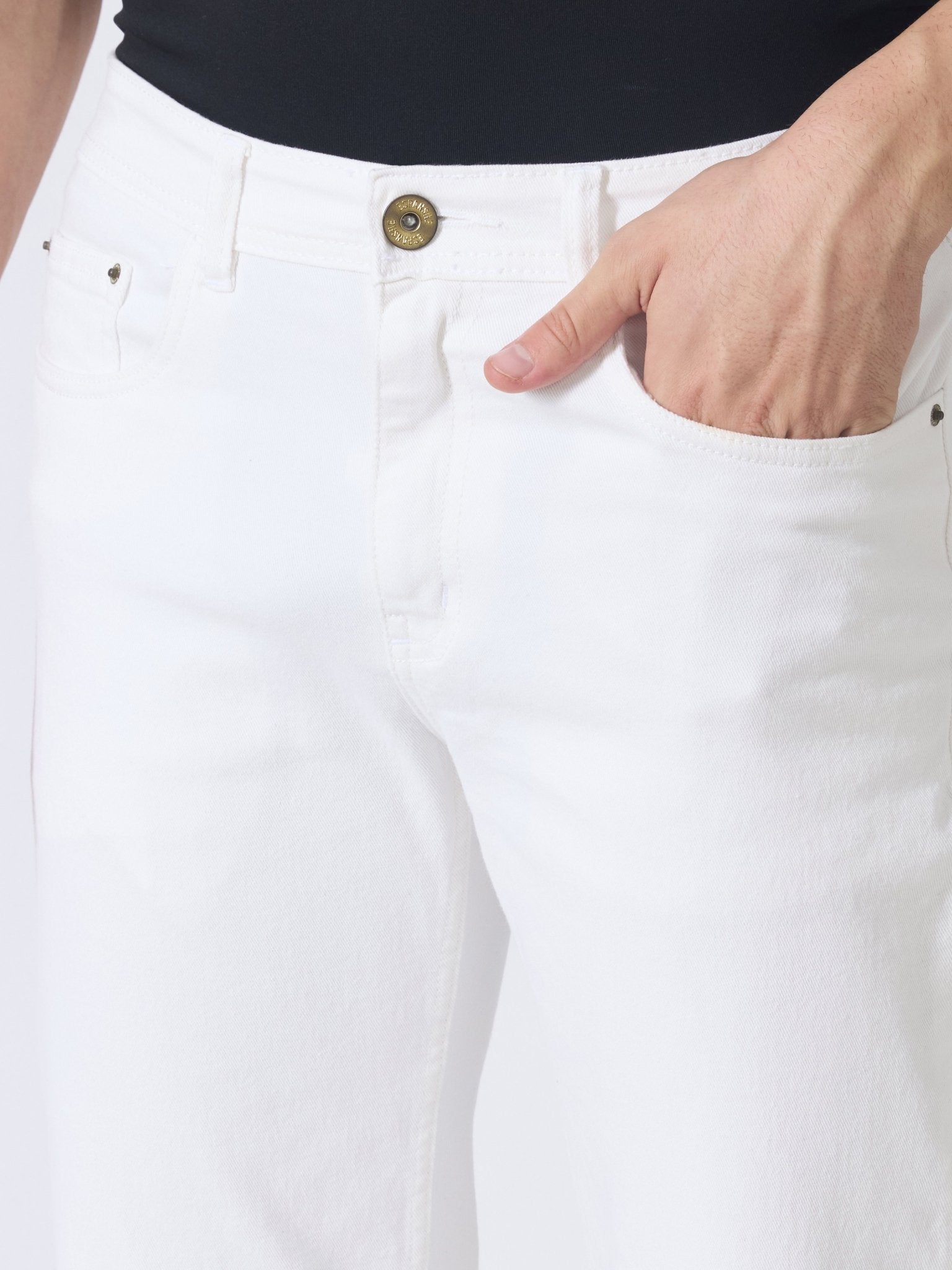 Linear - Straight Fit Jeans - White - Espanshe