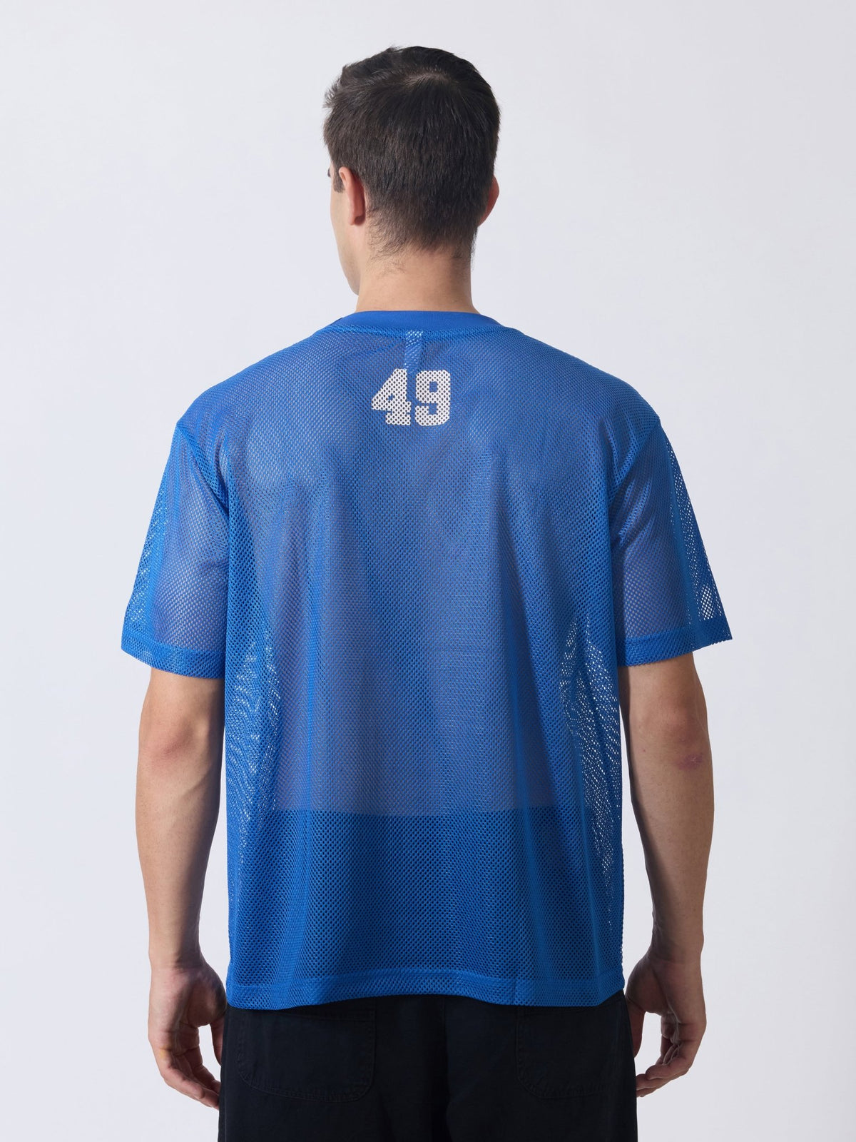 Lower Moon - 49 Printed Mesh Jersey T-Shirt - Blue - Espanshe