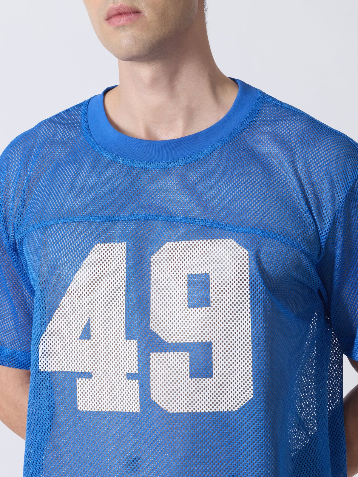 Lower Moon - 49 Printed Mesh Jersey T-Shirt - Blue - Espanshe