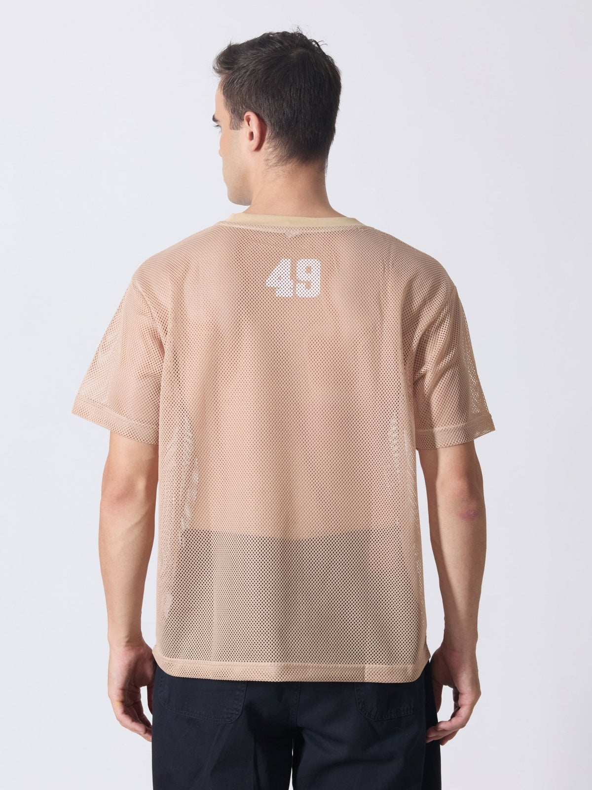 Lower Moon - 49 Printed Mesh Jersey T-Shirt - Light Beige - Espanshe
