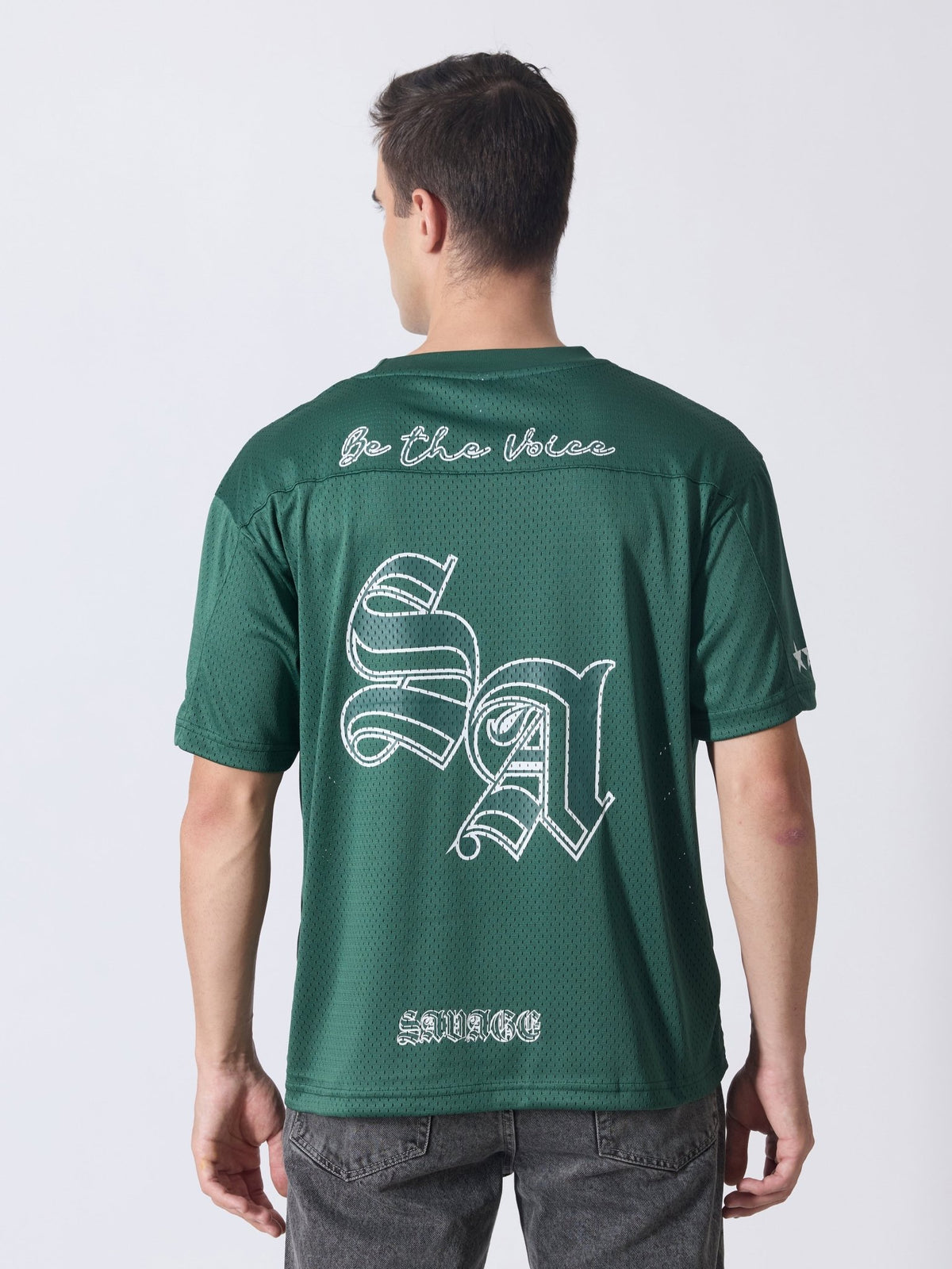 Lower Moon - Savage Printed Mesh Jersey T-Shirt - Green - Espanshe
