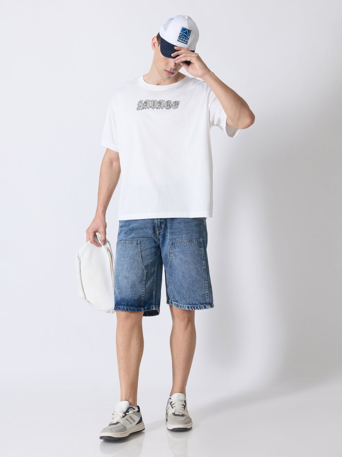 Lower Moon - Savage Printed Mesh Jersey T-Shirt - White - Espanshe