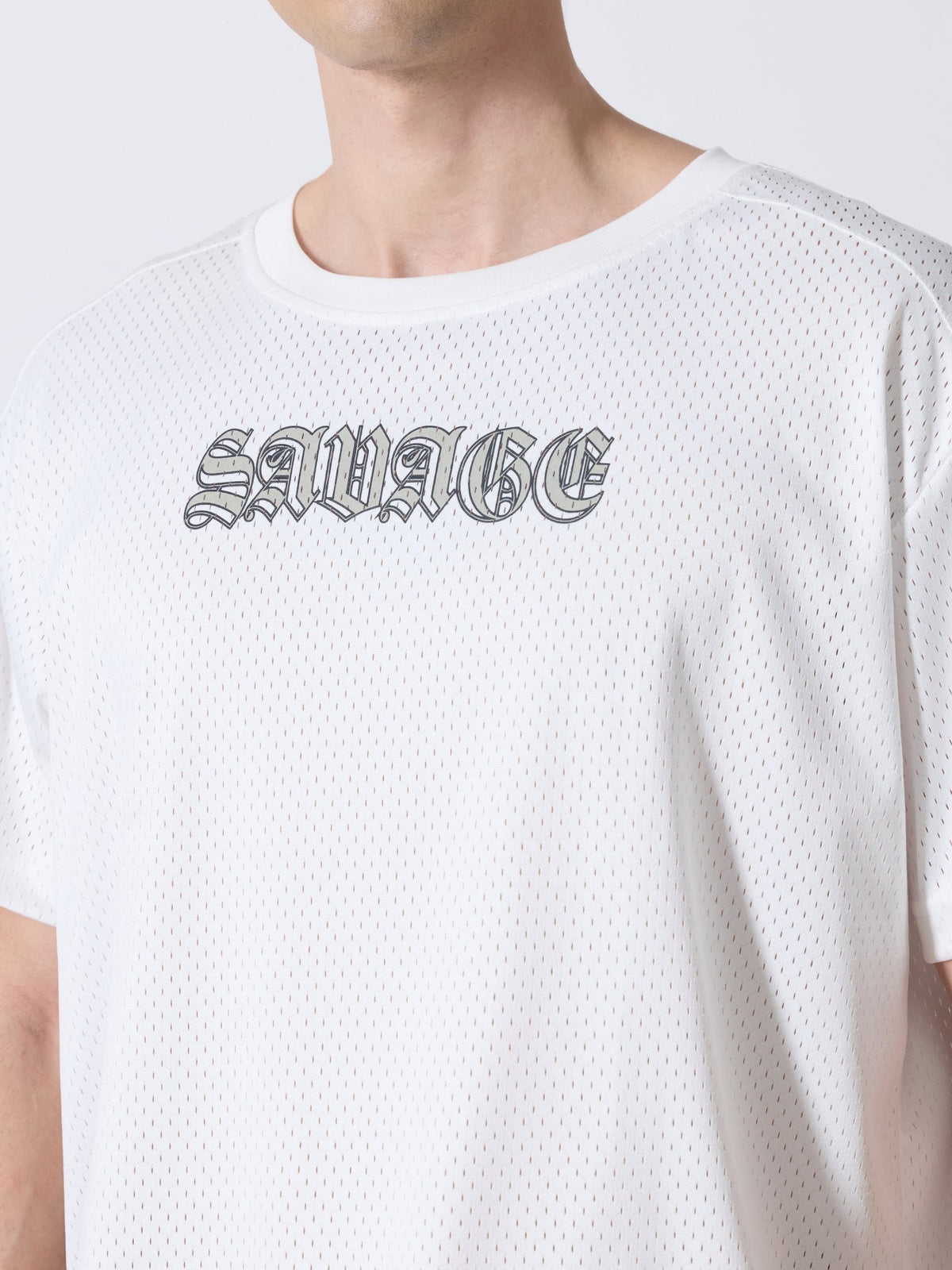 Lower Moon - Savage Printed Mesh Jersey T-Shirt - White - Espanshe
