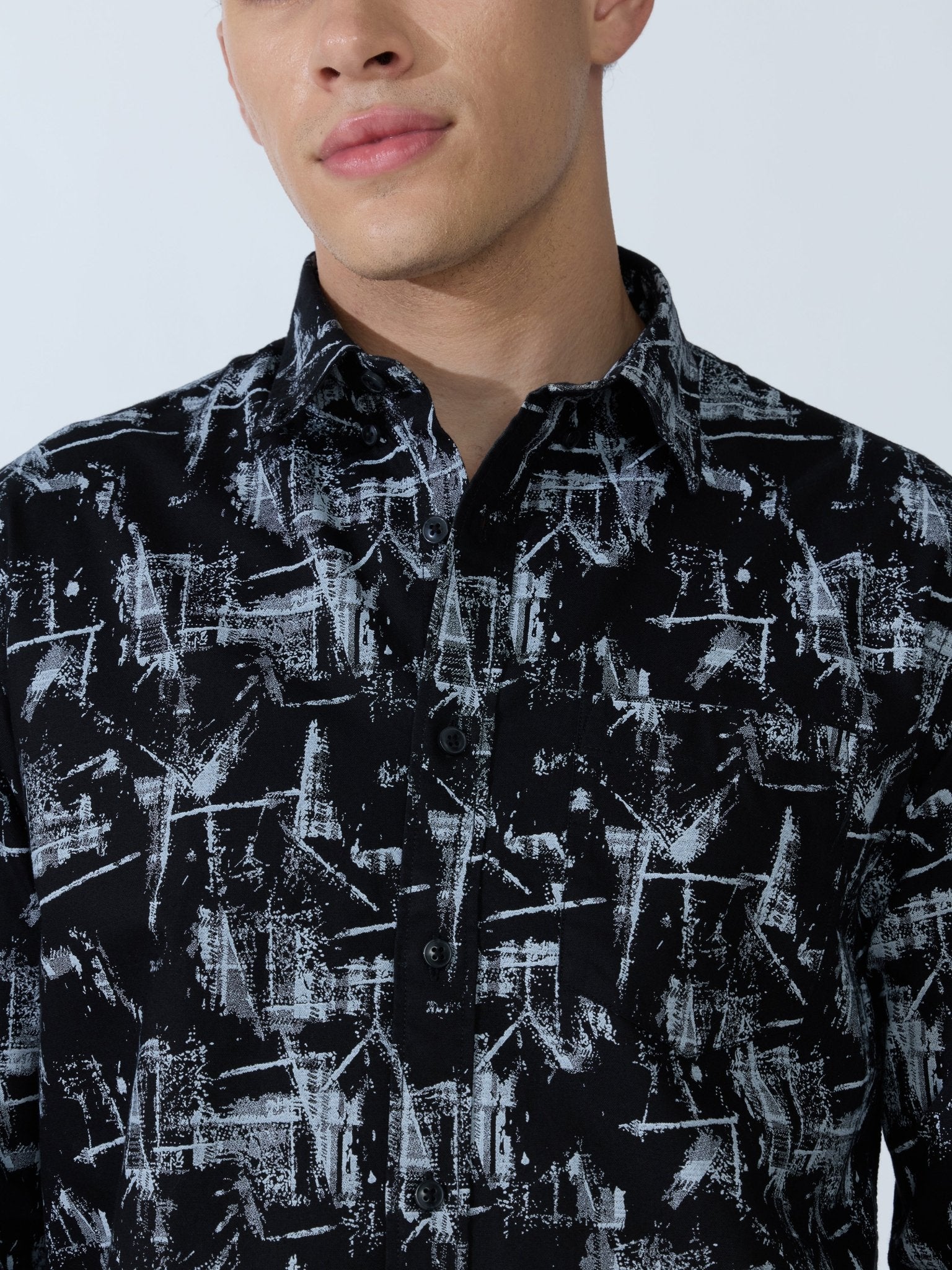 Lutata - Oxford Printed Shirt - Black - Espanshe
