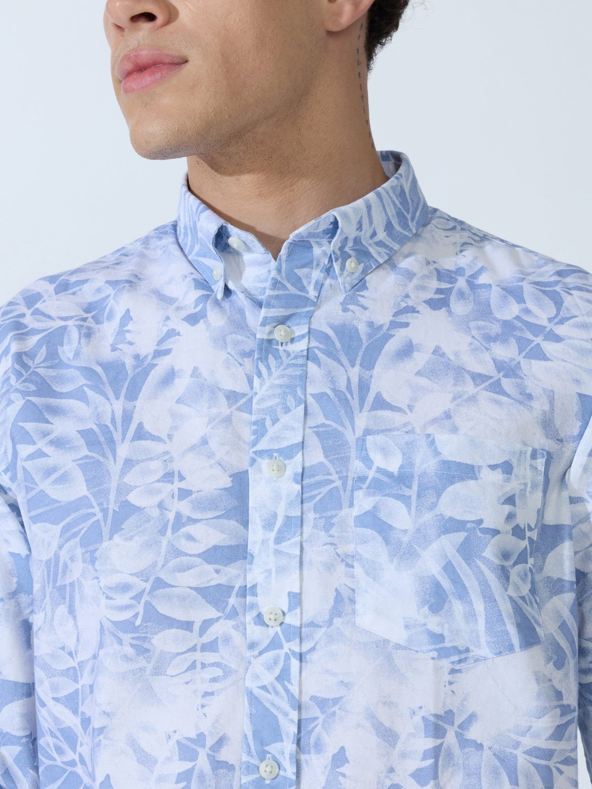 Lutata - Oxford Printed Shirt - Ice Blue - Espanshe