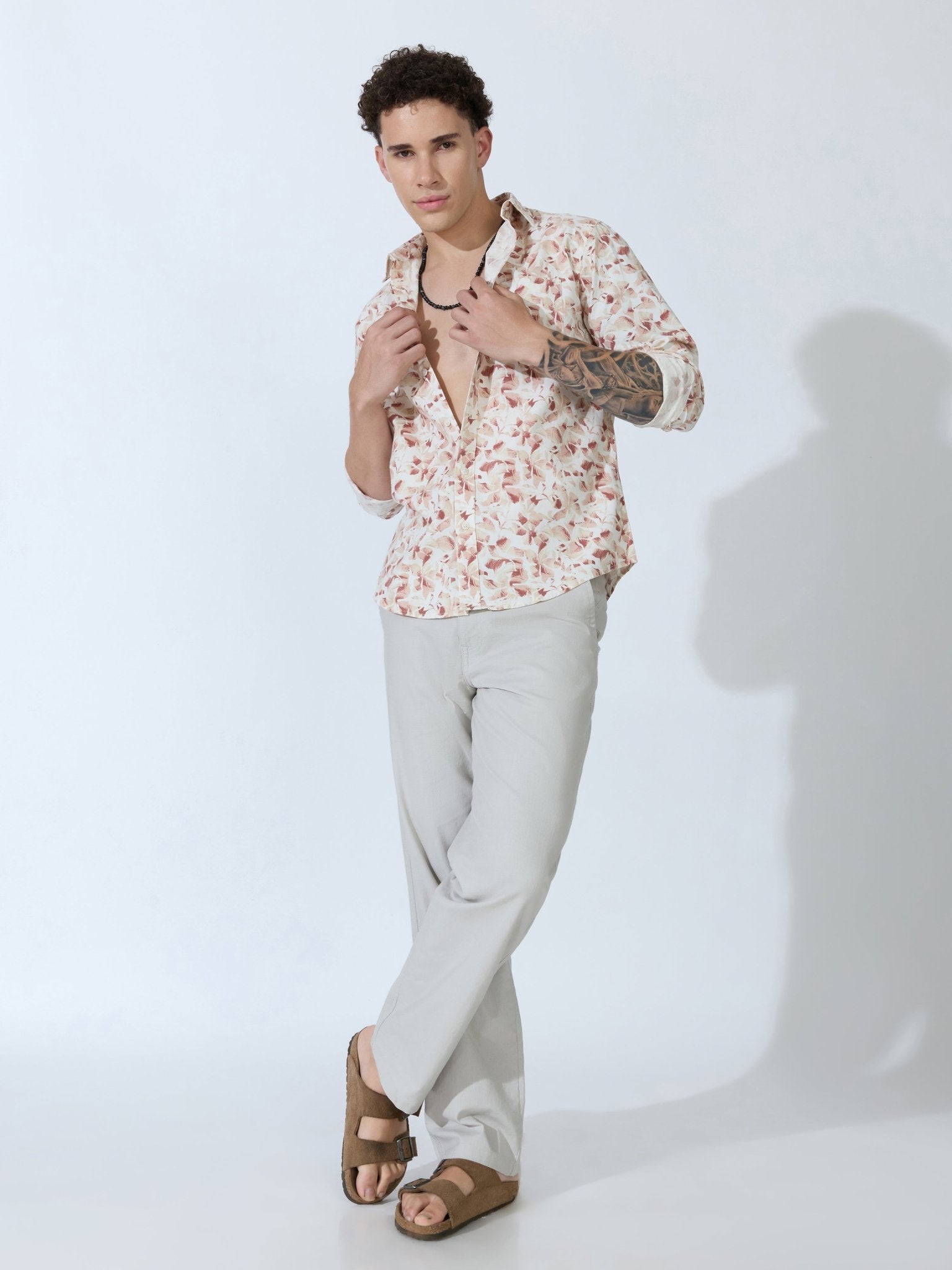 Lutata - Oxford Printed Shirt - Brown - Espanshe