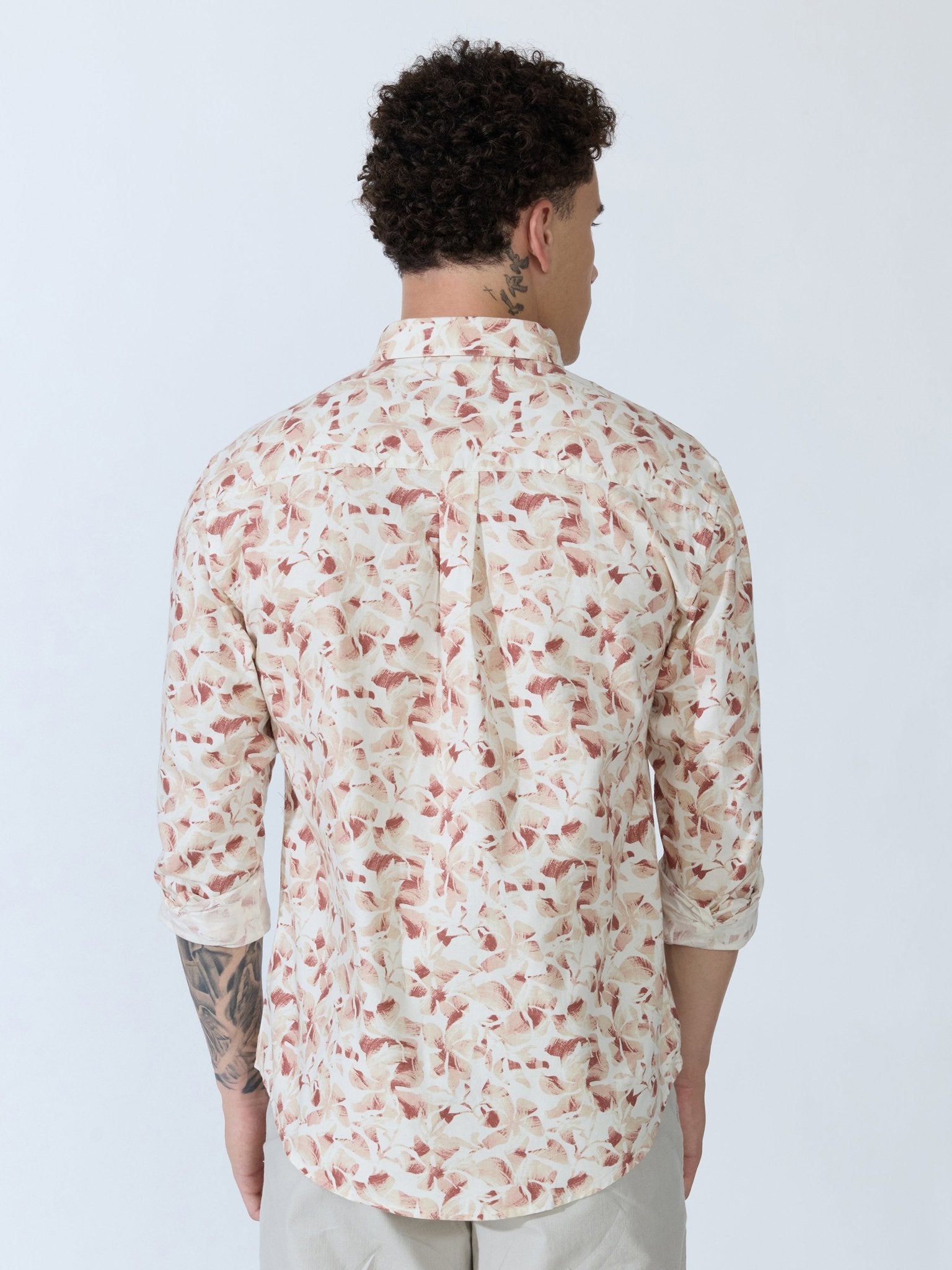 Lutata - Oxford Printed Shirt - Brown - Espanshe