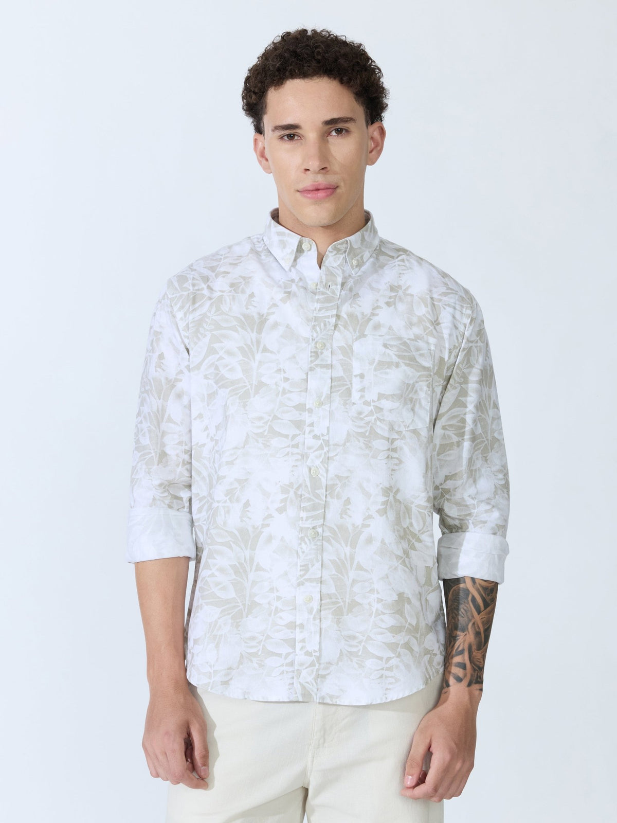 Lutata - Oxford Printed Shirt - Pastel Green - Espanshe