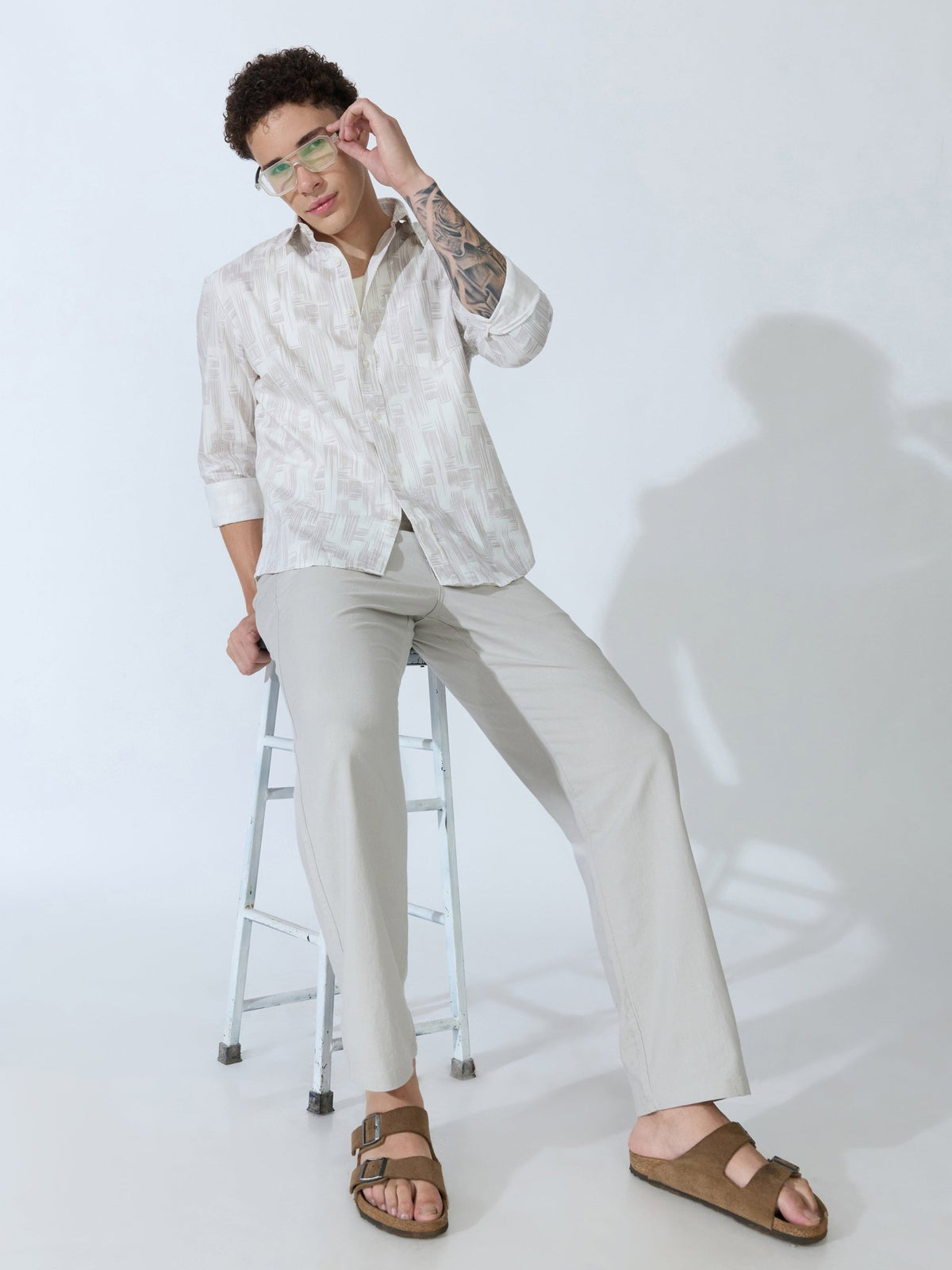 Lutata - Oxford Printed Shirt - Pale Mauve - Espanshe