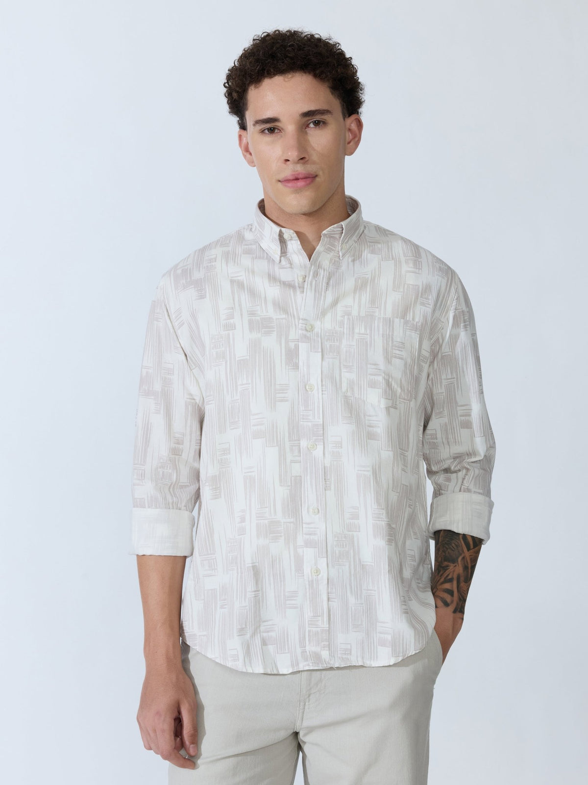 Lutata - Oxford Printed Shirt - Pale Mauve - Espanshe