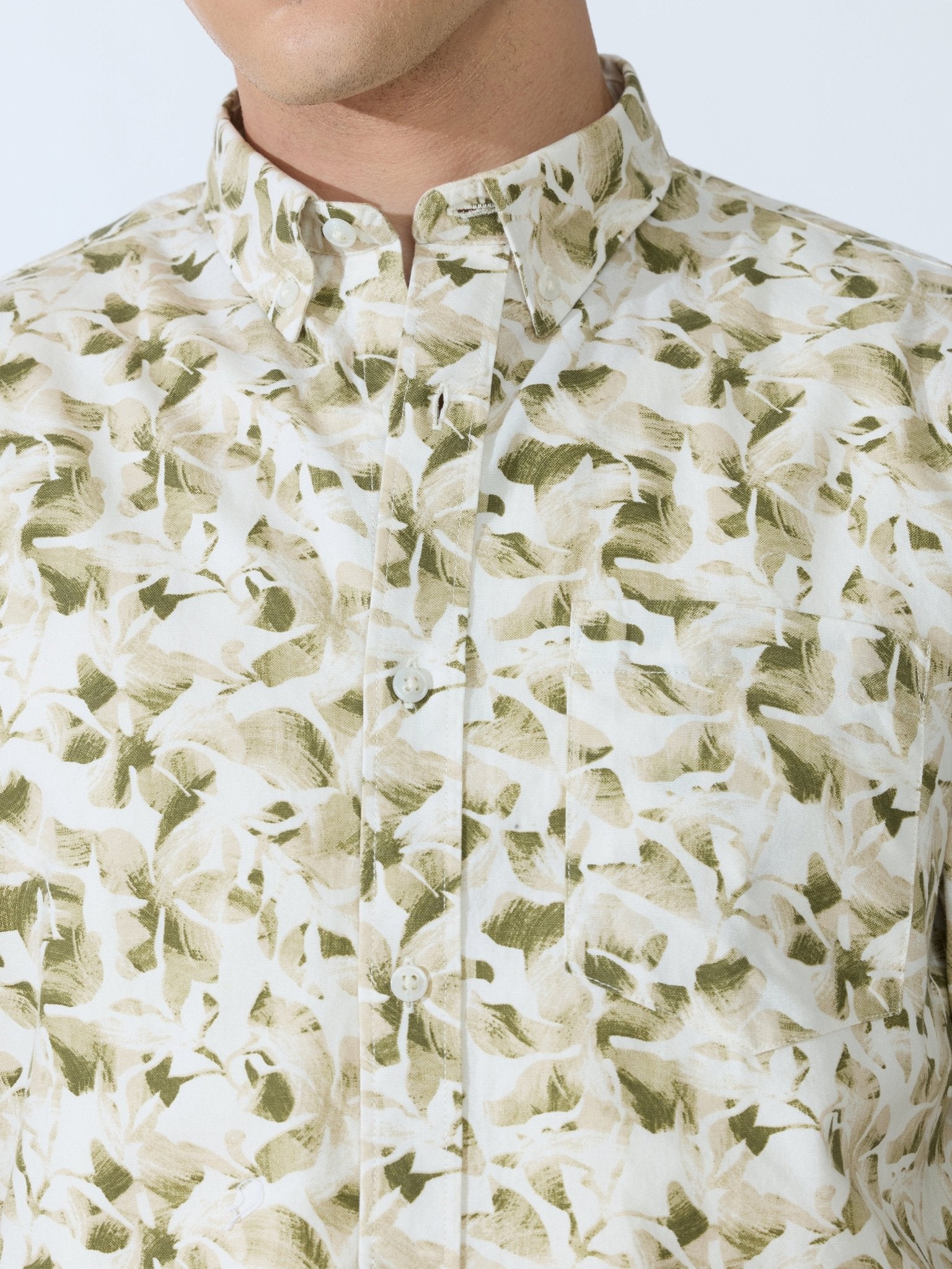 Lutata - Oxford Printed Shirt - Olive - Espanshe