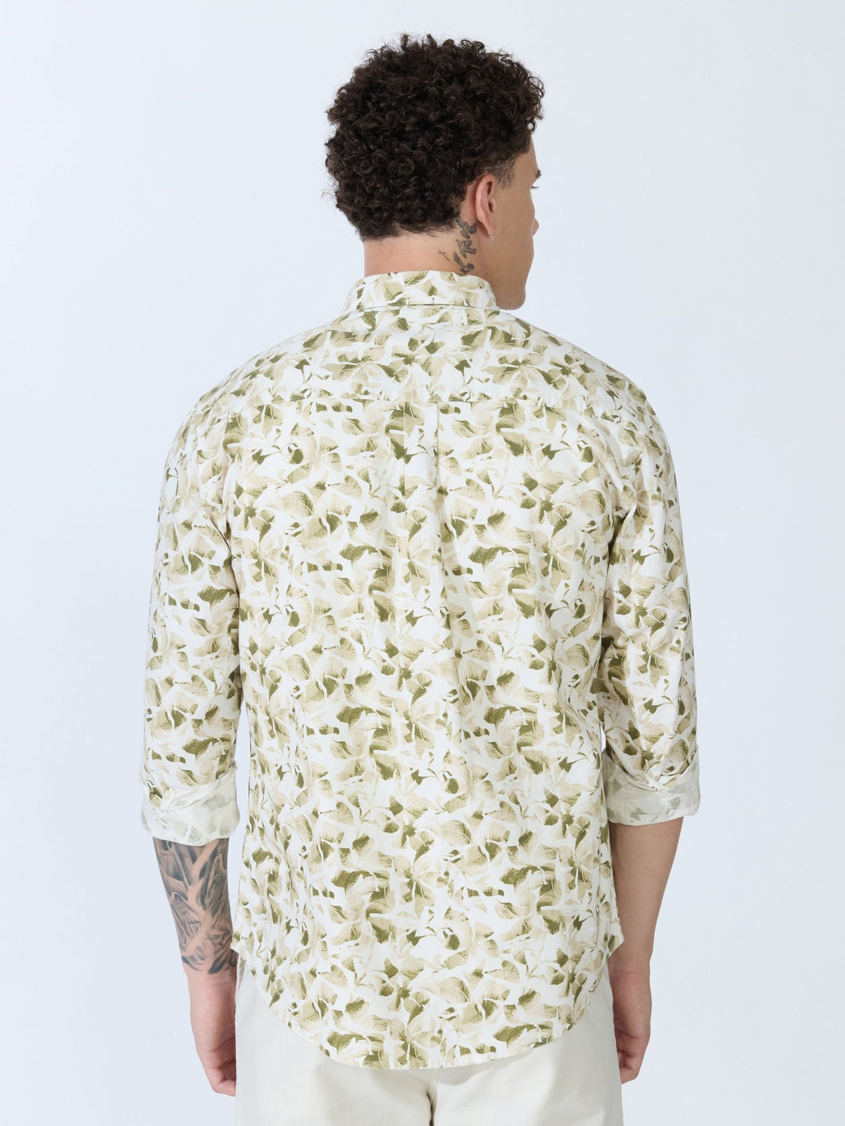Lutata - Oxford Printed Shirt - Olive - Espanshe