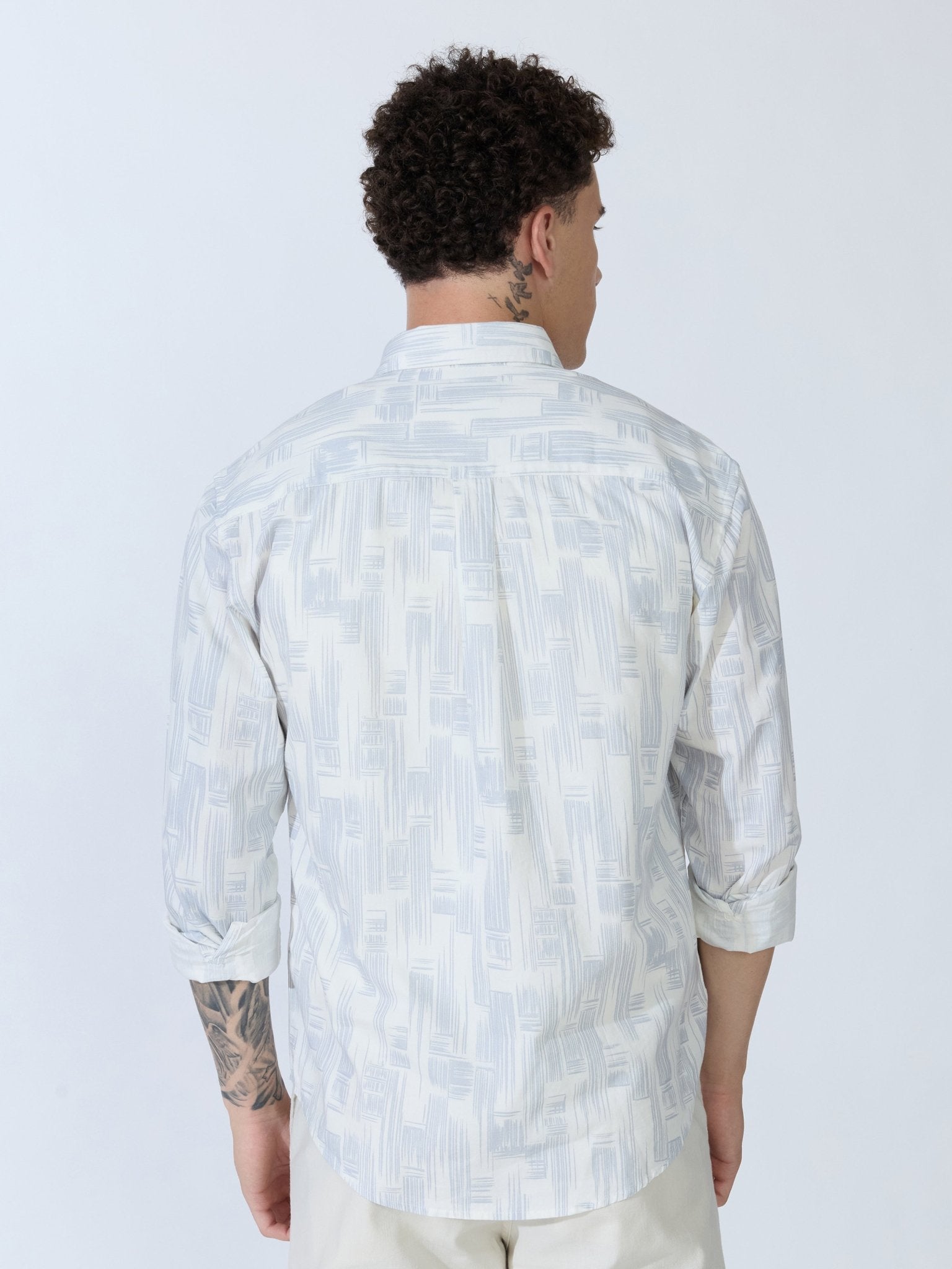 Lutata - Oxford Printed Shirt - Light Grey - Espanshe