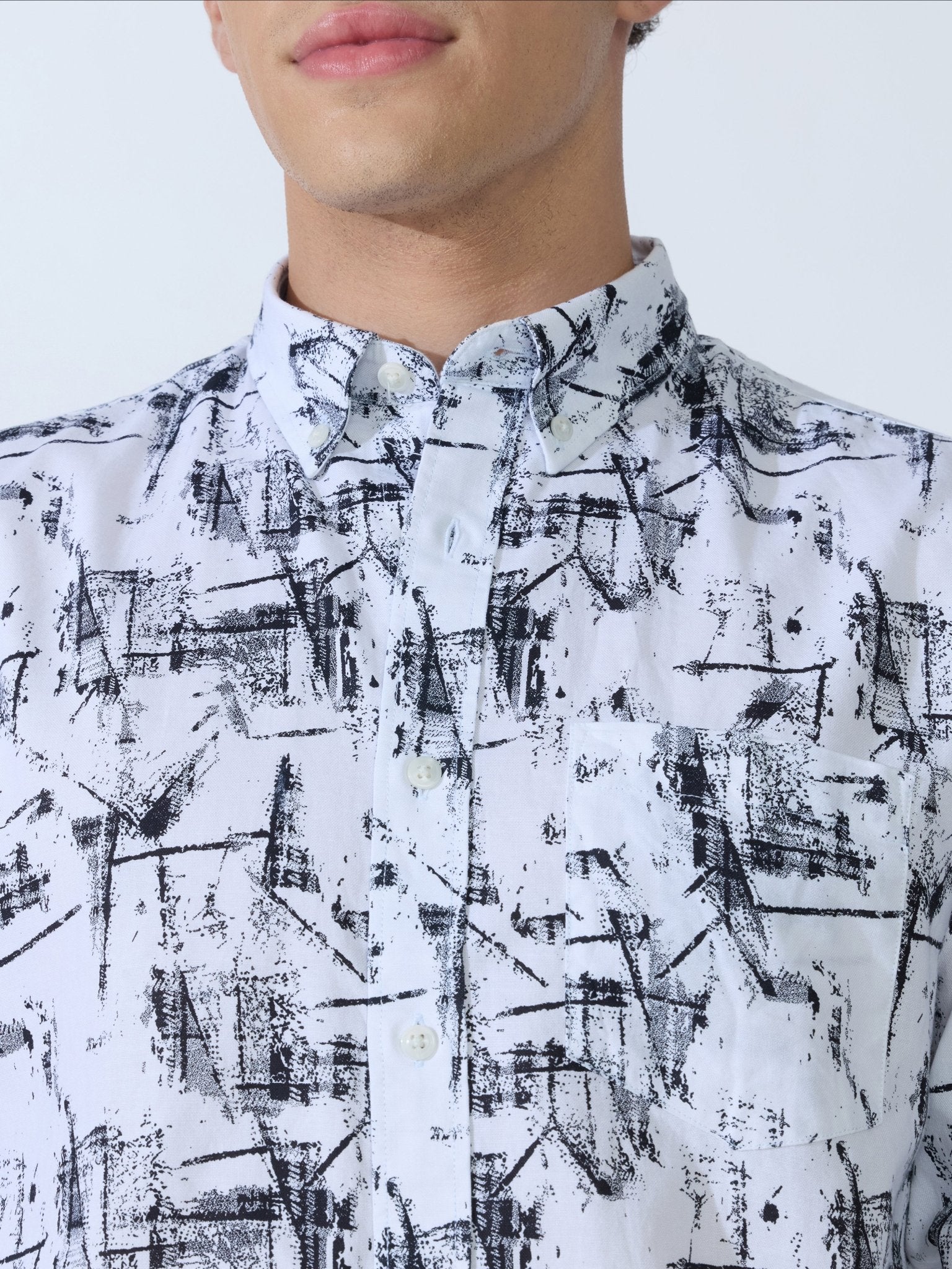 Lutata - Oxford Printed Shirt - White - Espanshe