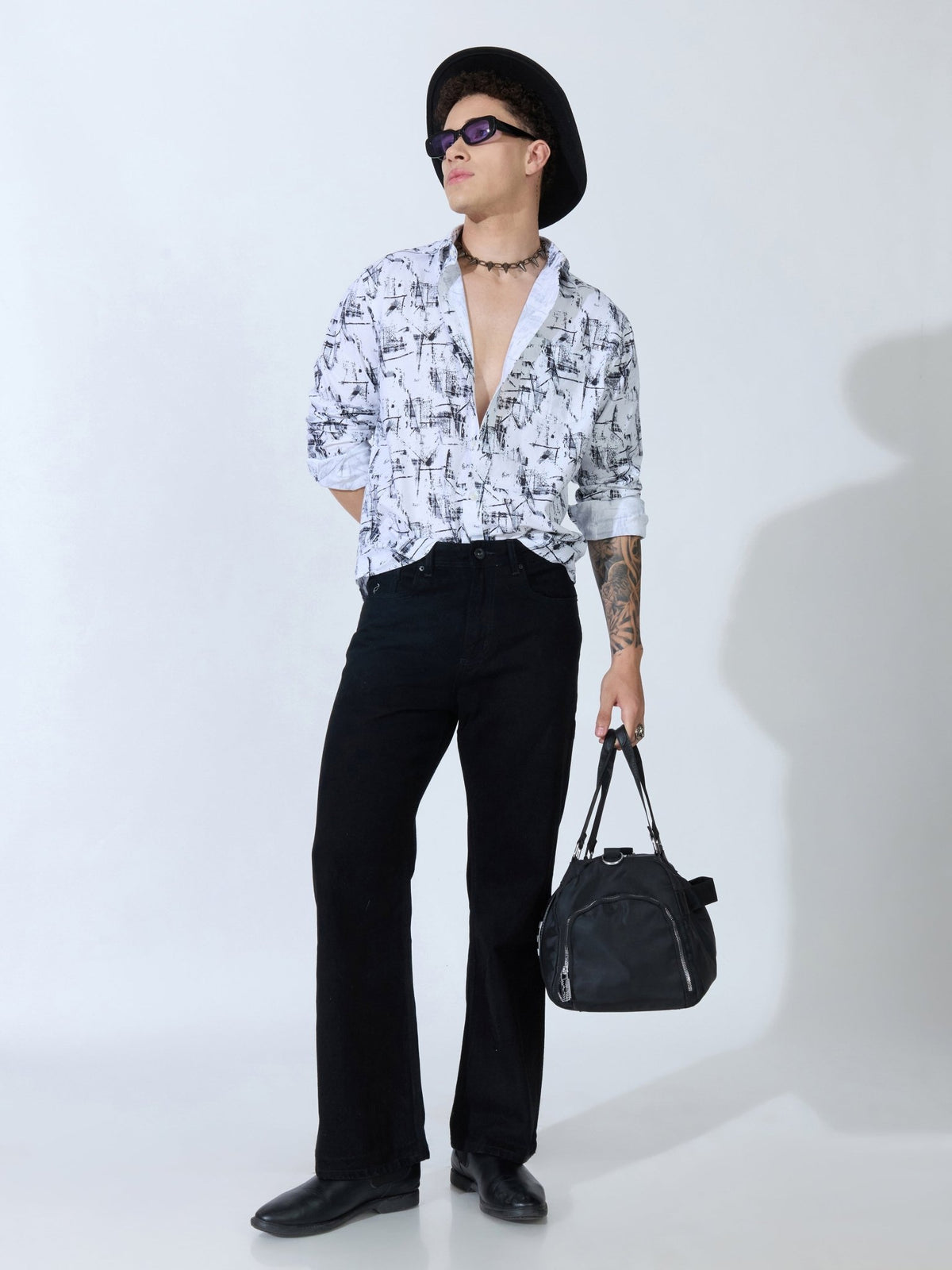Lutata - Oxford Printed Shirt - White - Espanshe