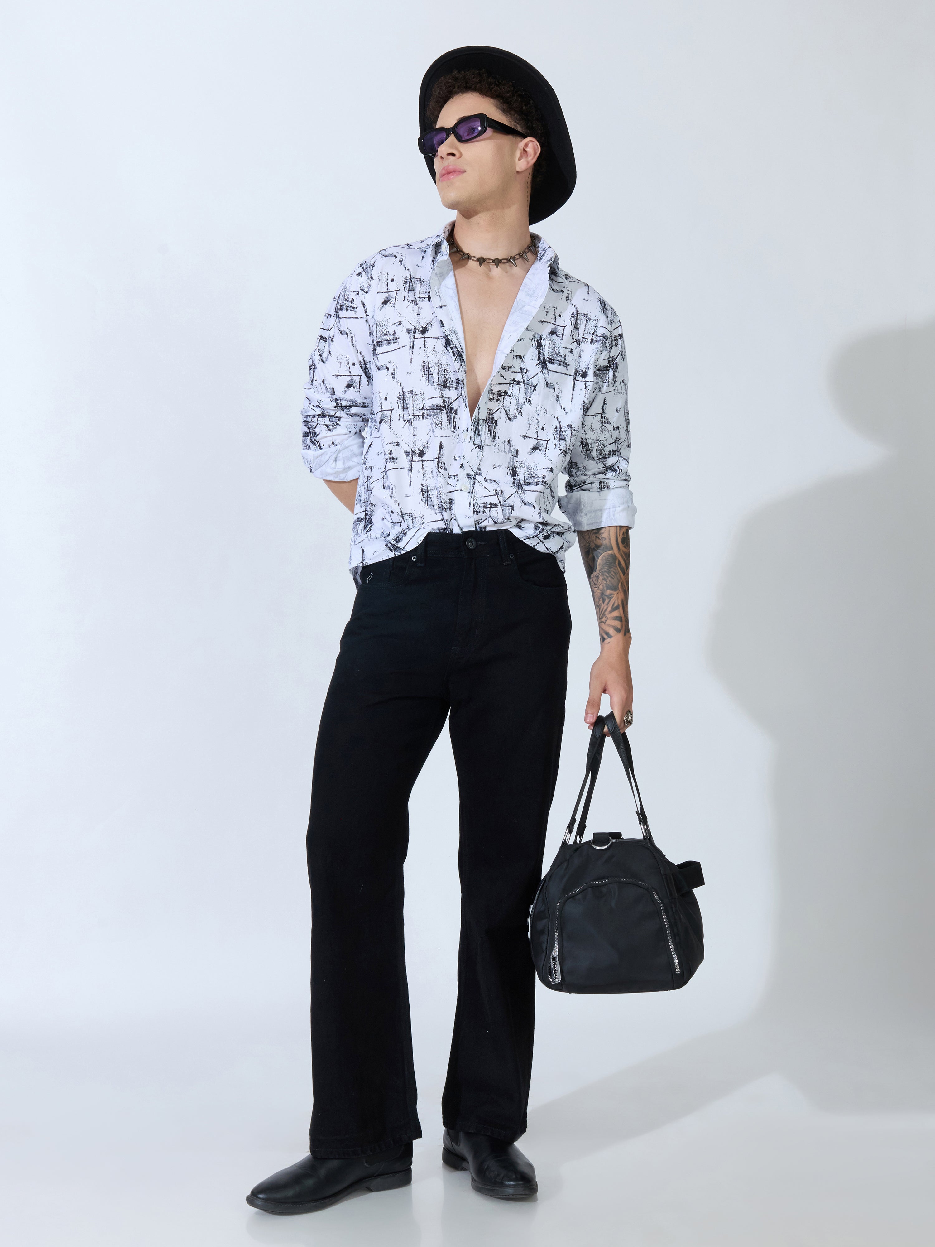 Lutata - Oxford Printed Shirt - White