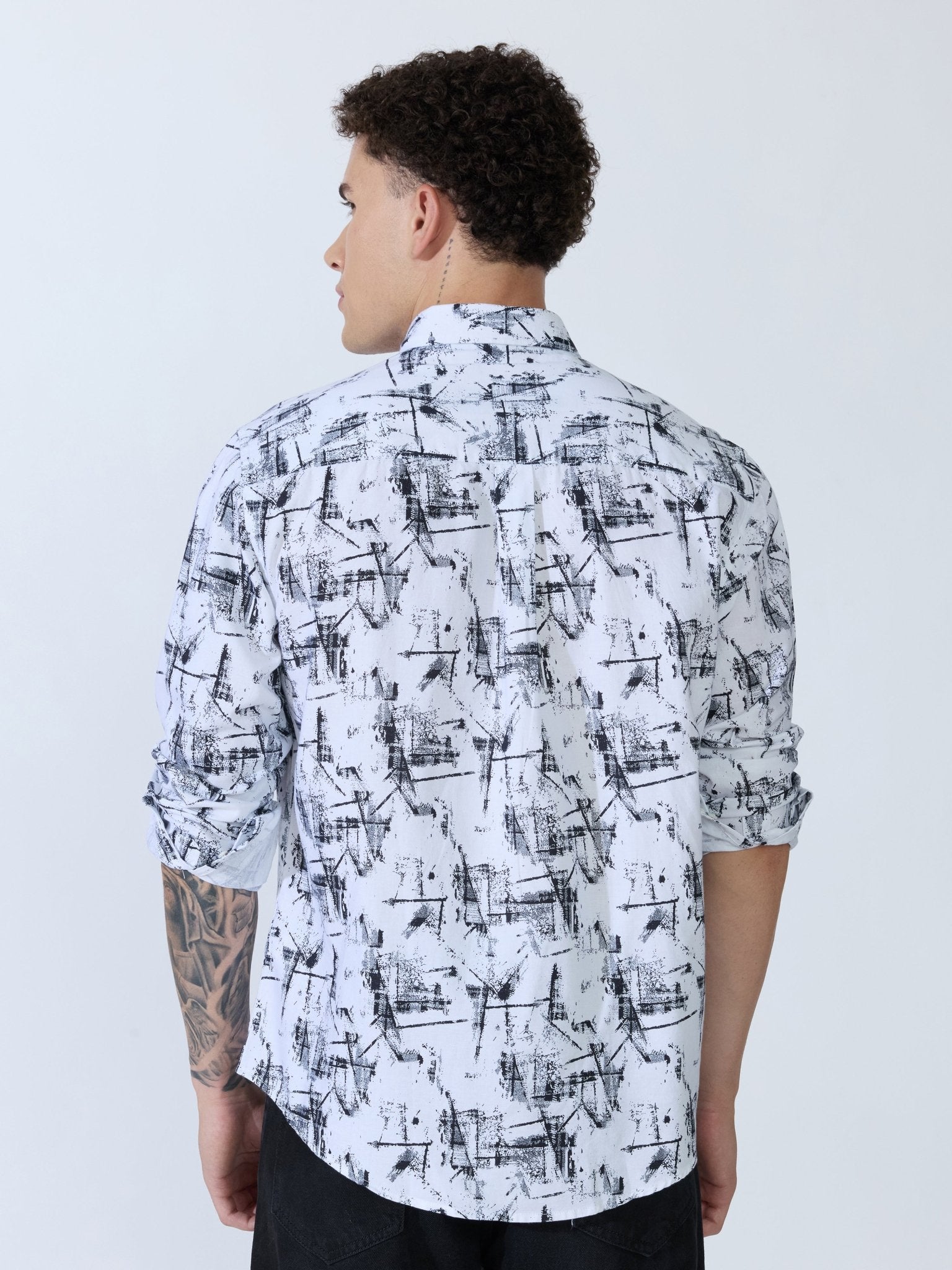 Lutata - Oxford Printed Shirt - White - Espanshe