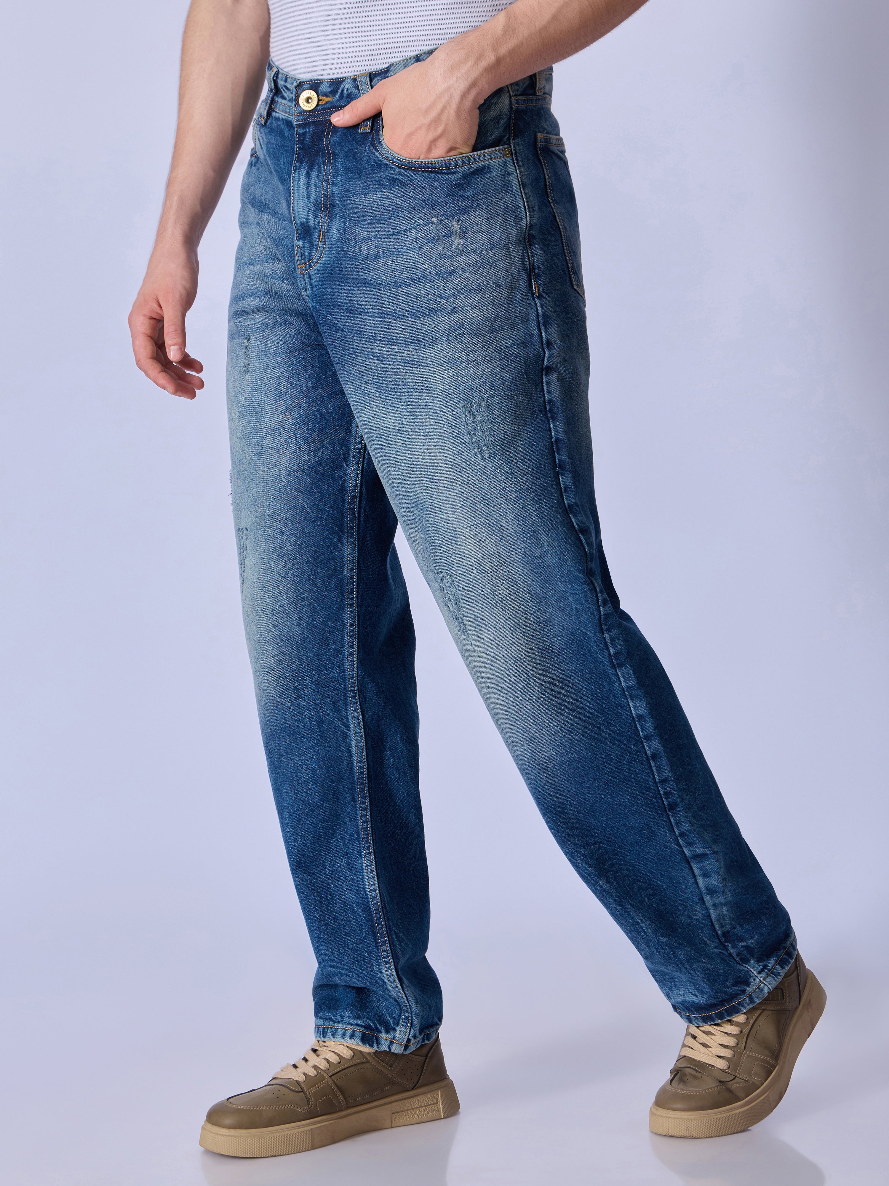 Maki  - Torn Relaxed Jeans - Blue