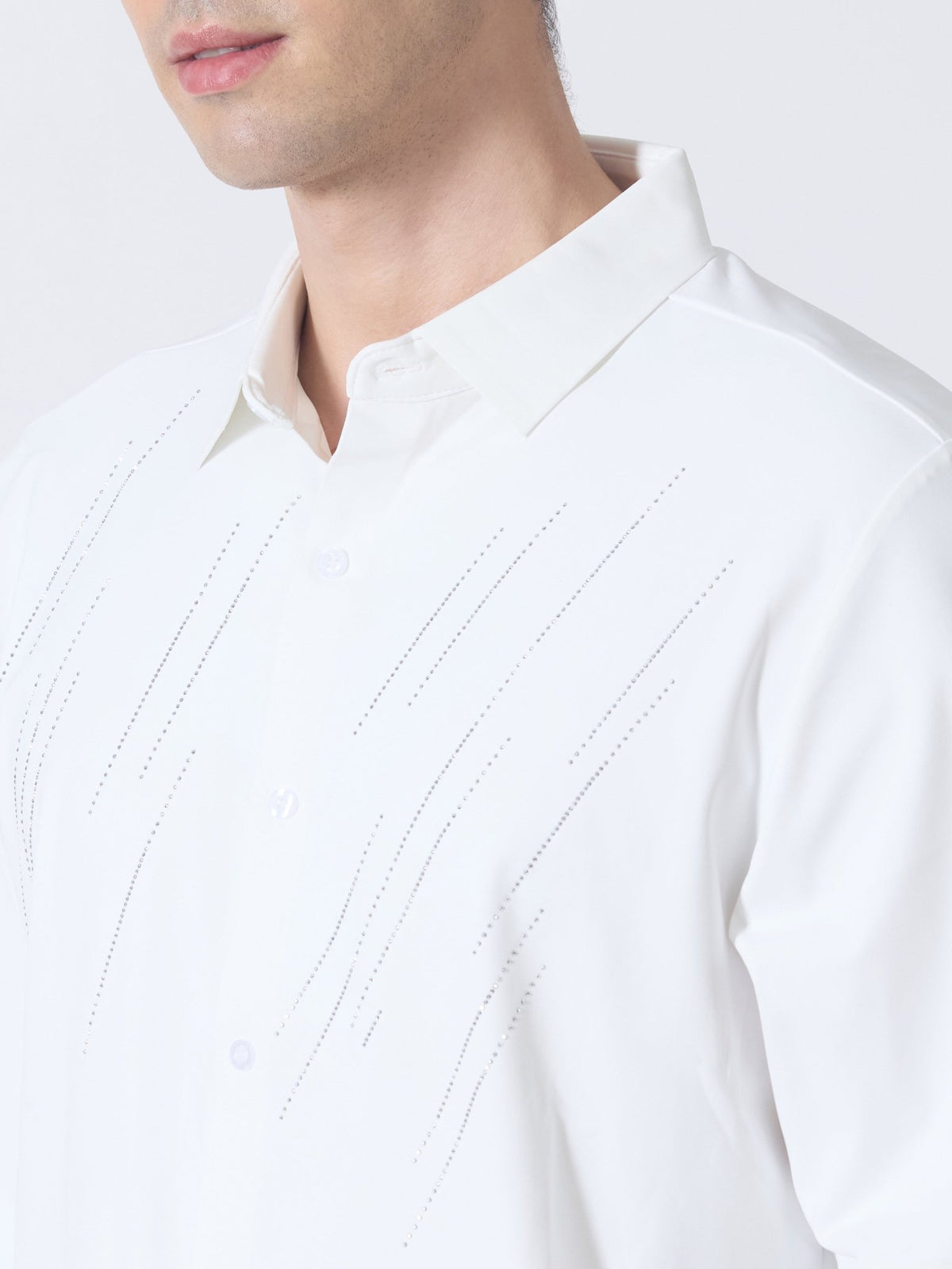 Nemo-7 - Stone Embellished Shirt - White - Espanshe