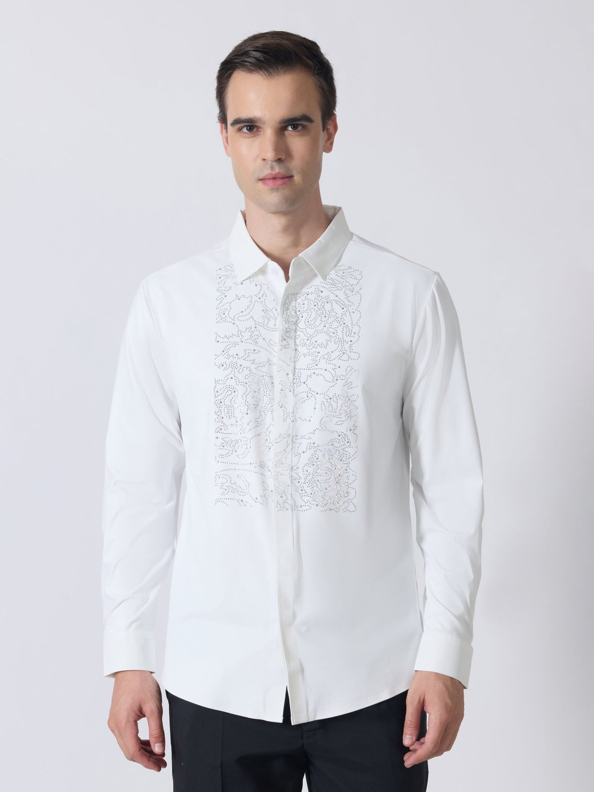 Nemo-2 - Stone Embellished Shirt - White - Espanshe
