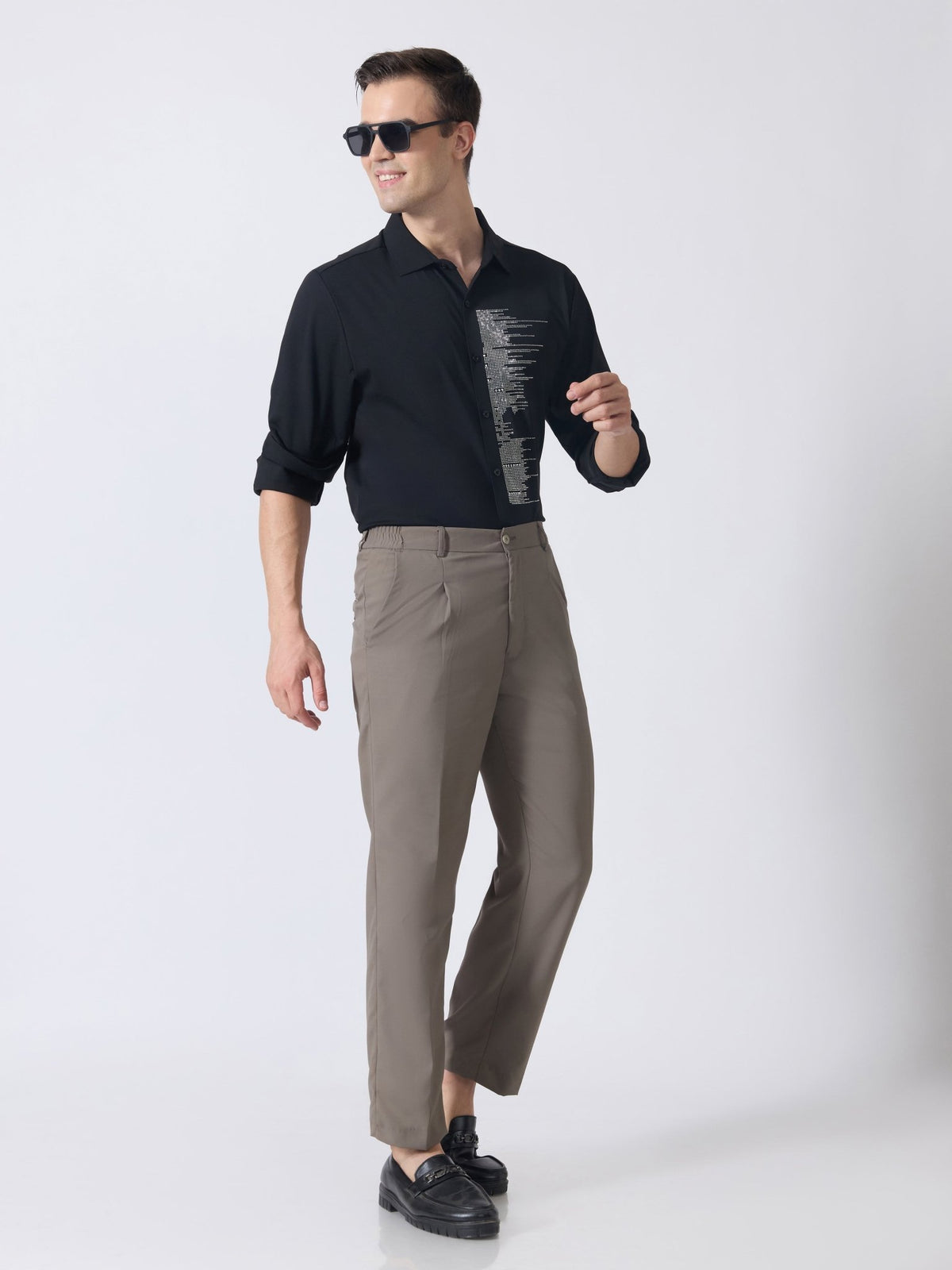 Nemo-9 - Stone Embellished Shirt - Black - Espanshe
