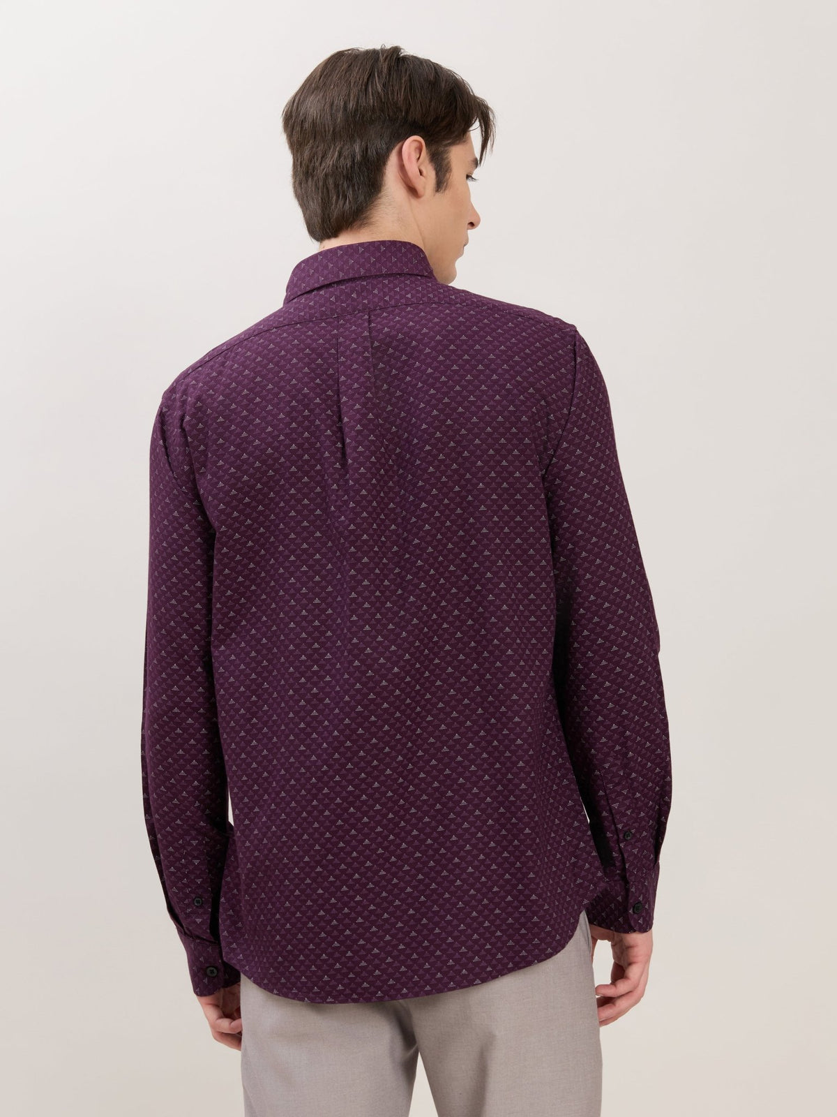 Nerelo - Smart Fit Printed Cotton Shirt - Dark Purple - Espanshe