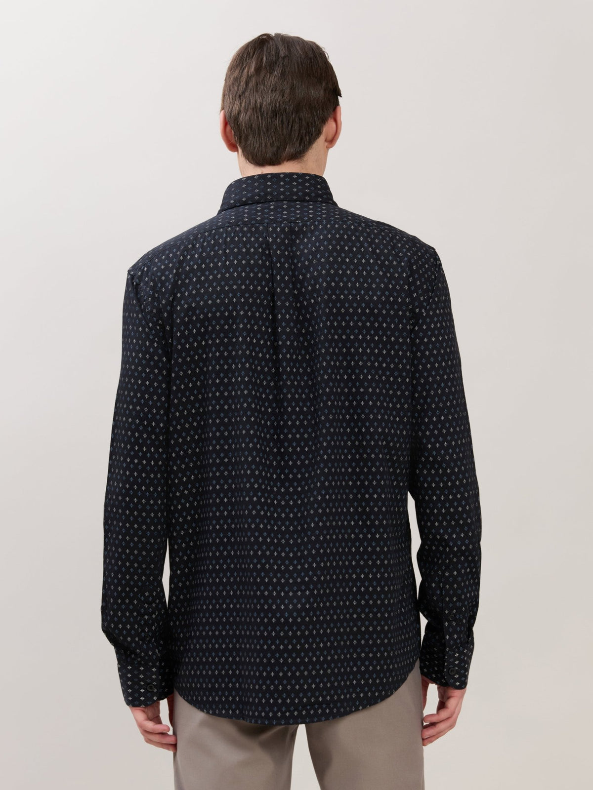 Nerelo - Smart Fit Printed Cotton Shirt - Sable Black - Espanshe