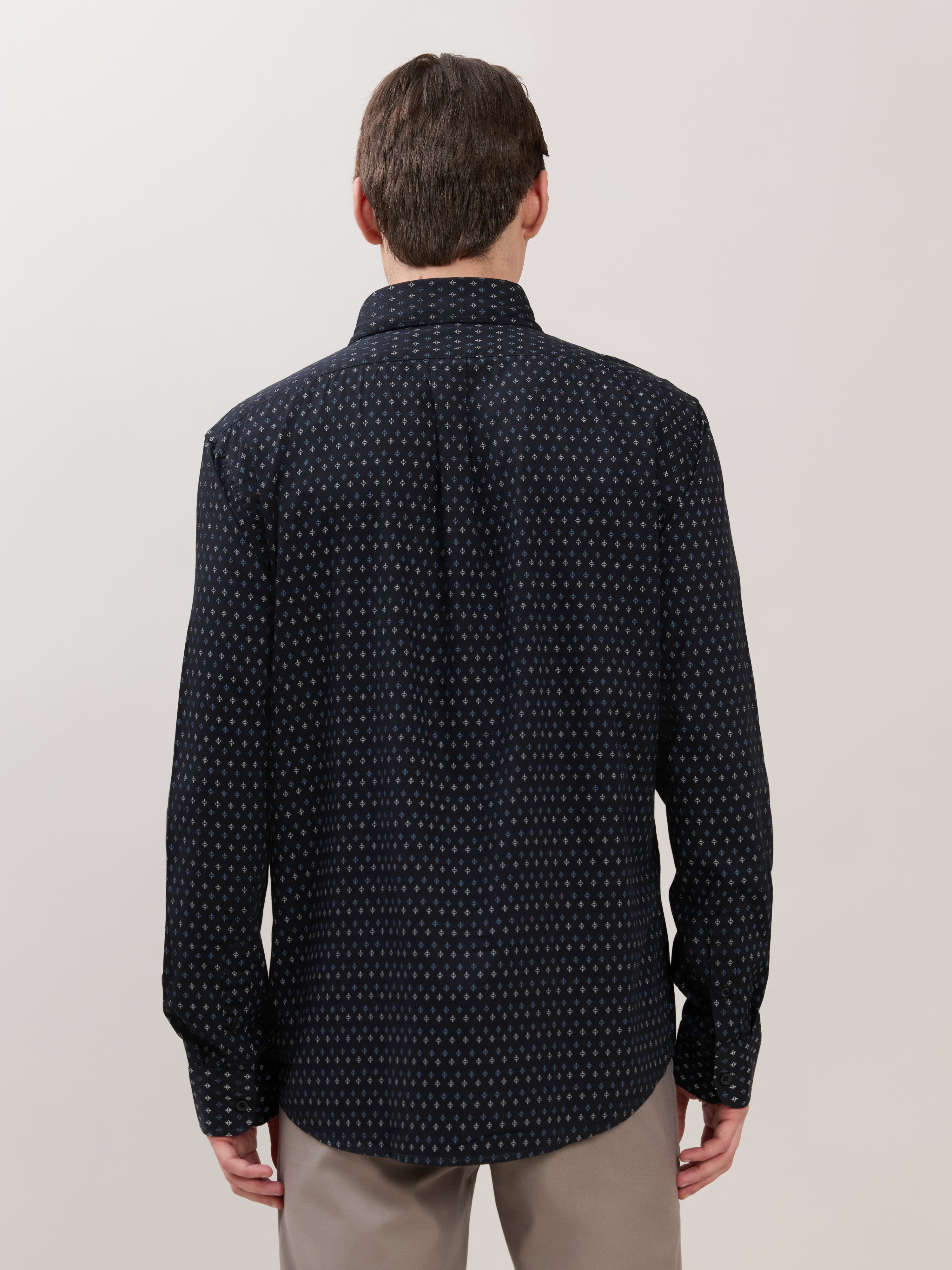 Men's Smart Fit Printed Cotton Shirt - Sable Black