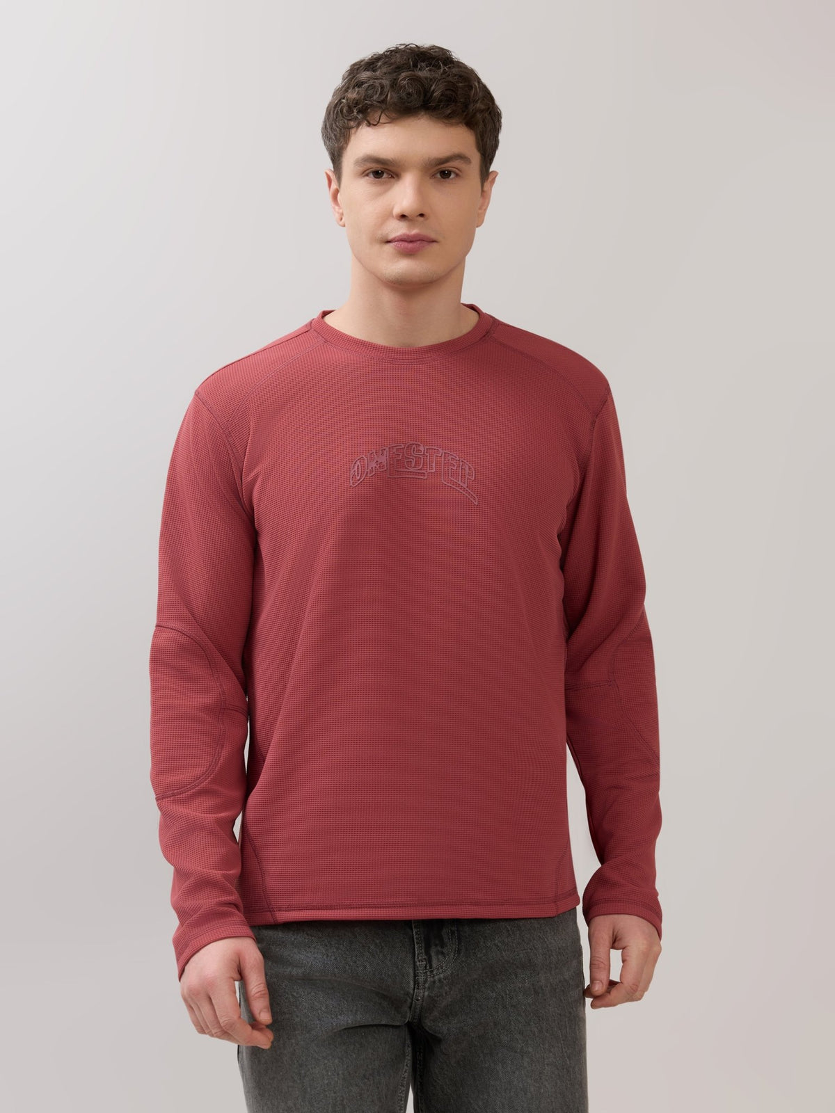 Kinoia - Onstep Printed Contrast-Stitch Relaxed Sweatshirt - Raspberry Rose - Espanshe