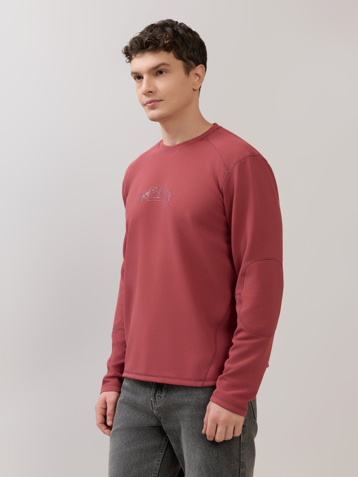 Kinoia - Onstep Printed Contrast-Stitch Relaxed Sweatshirt - Raspberry Rose - Espanshe