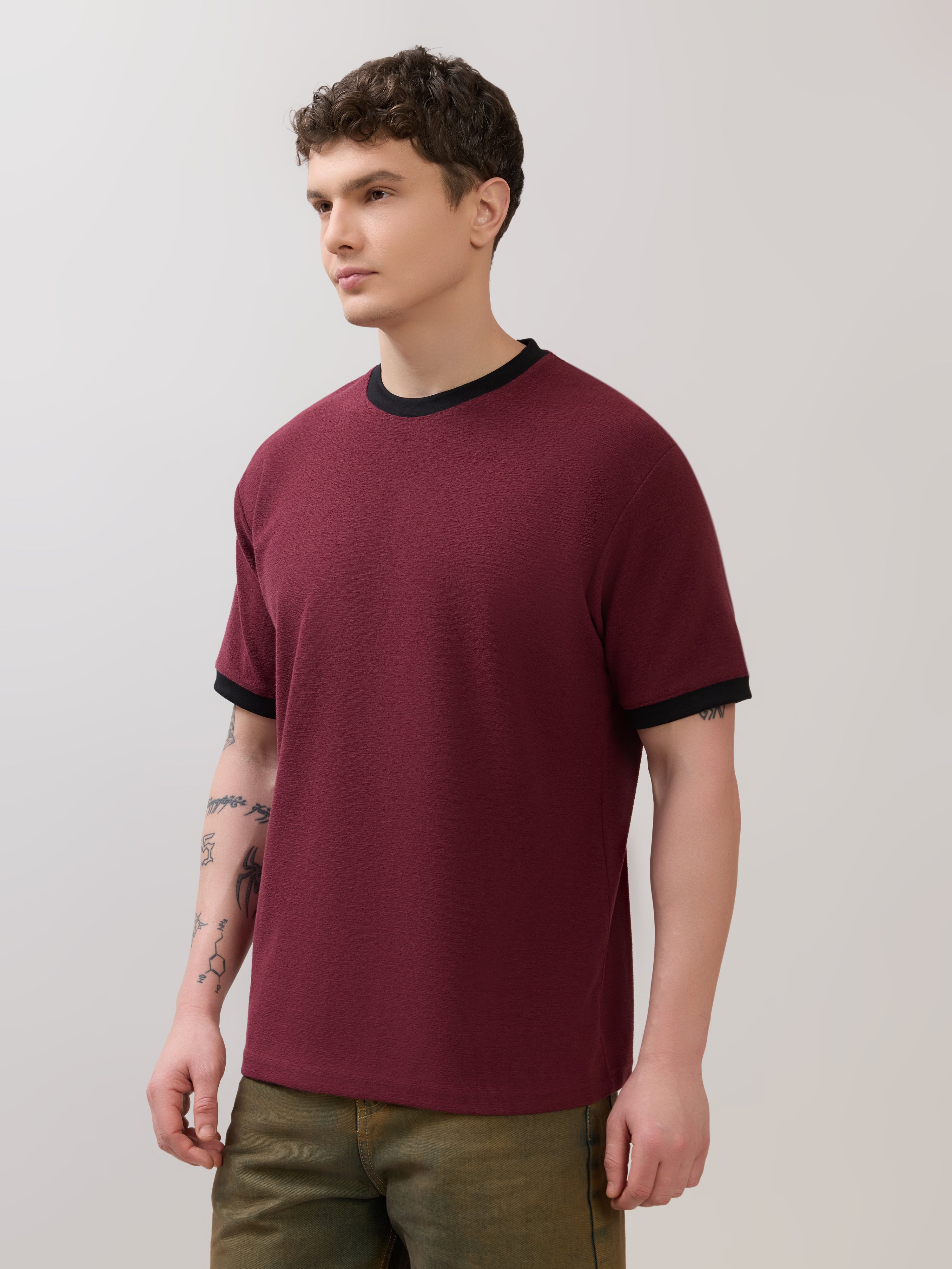 Karoon - Slim Fit Round-Neck T-Shirt - Maroon