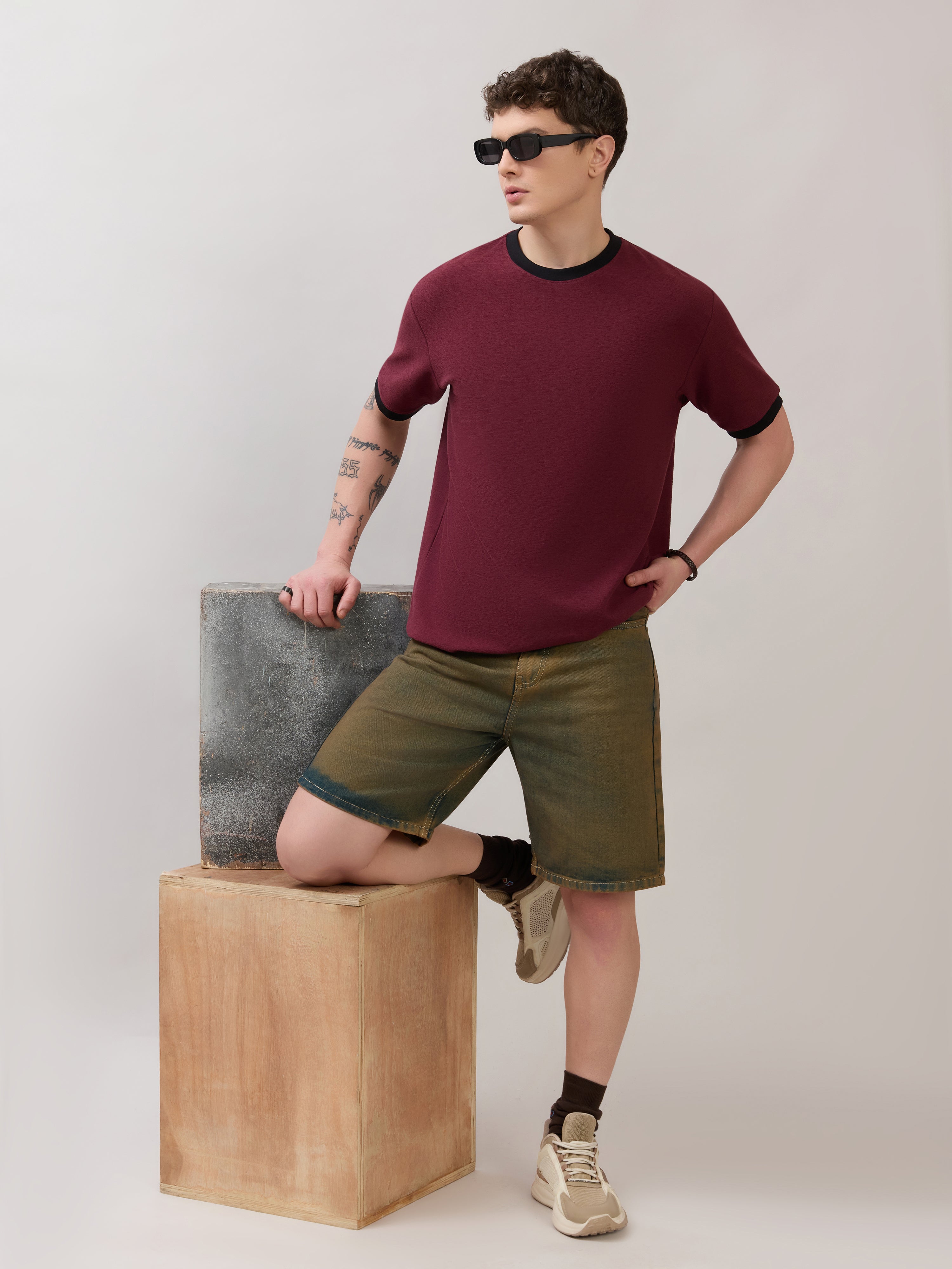 Karoon - Slim Fit Round-Neck T-Shirt - Maroon