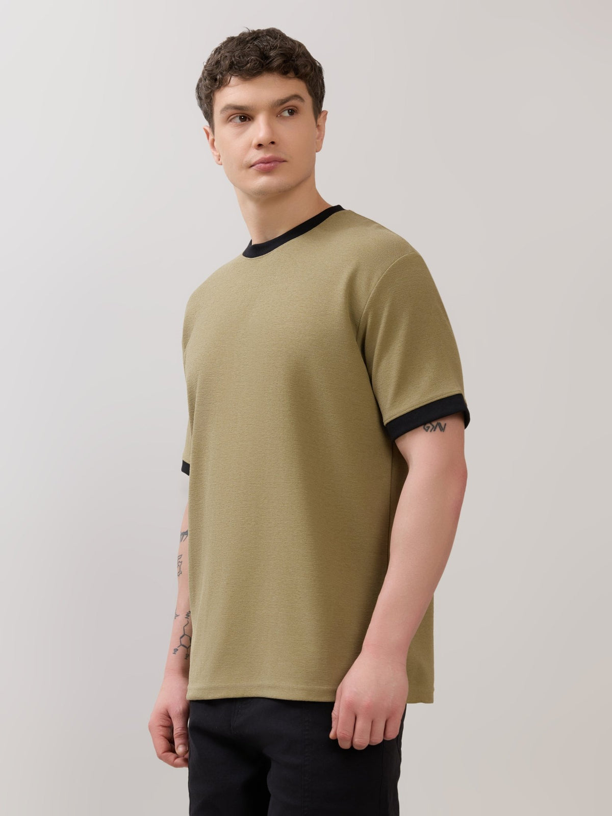 Karoon - Slim Fit Round-Neck T-Shirt - Olive - Espanshe