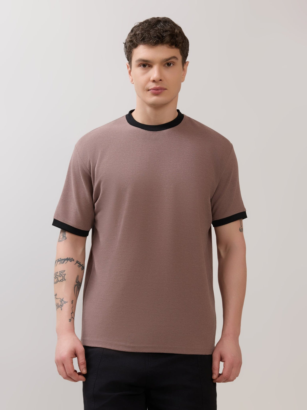Karoon - Slim Fit Round-Neck T-Shirt - Mauve Taupe - Espanshe