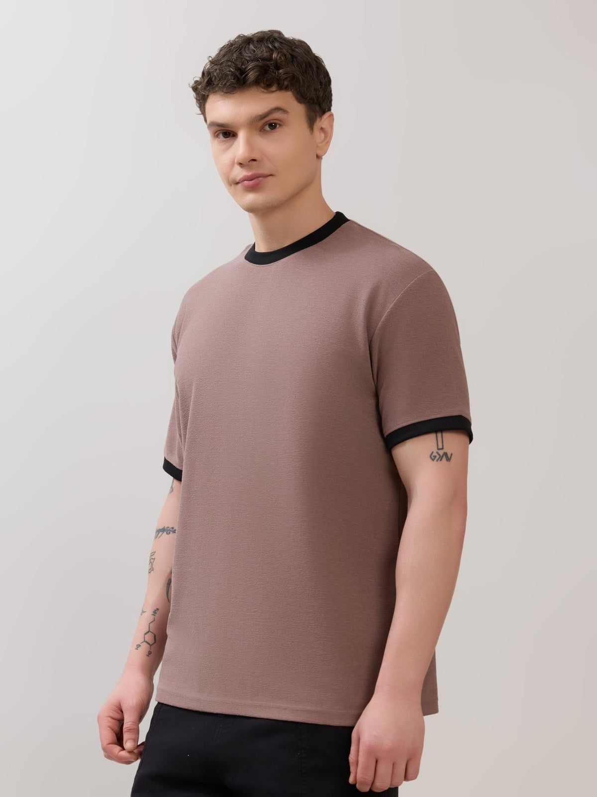 Karoon - Slim Fit Round-Neck T-Shirt - Mauve Taupe - Espanshe