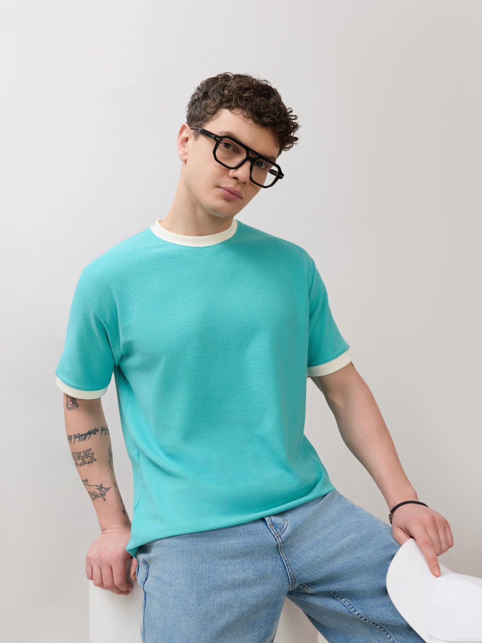 Karoon - Slim Fit Round-Neck T-Shirt - Light Blue - Espanshe