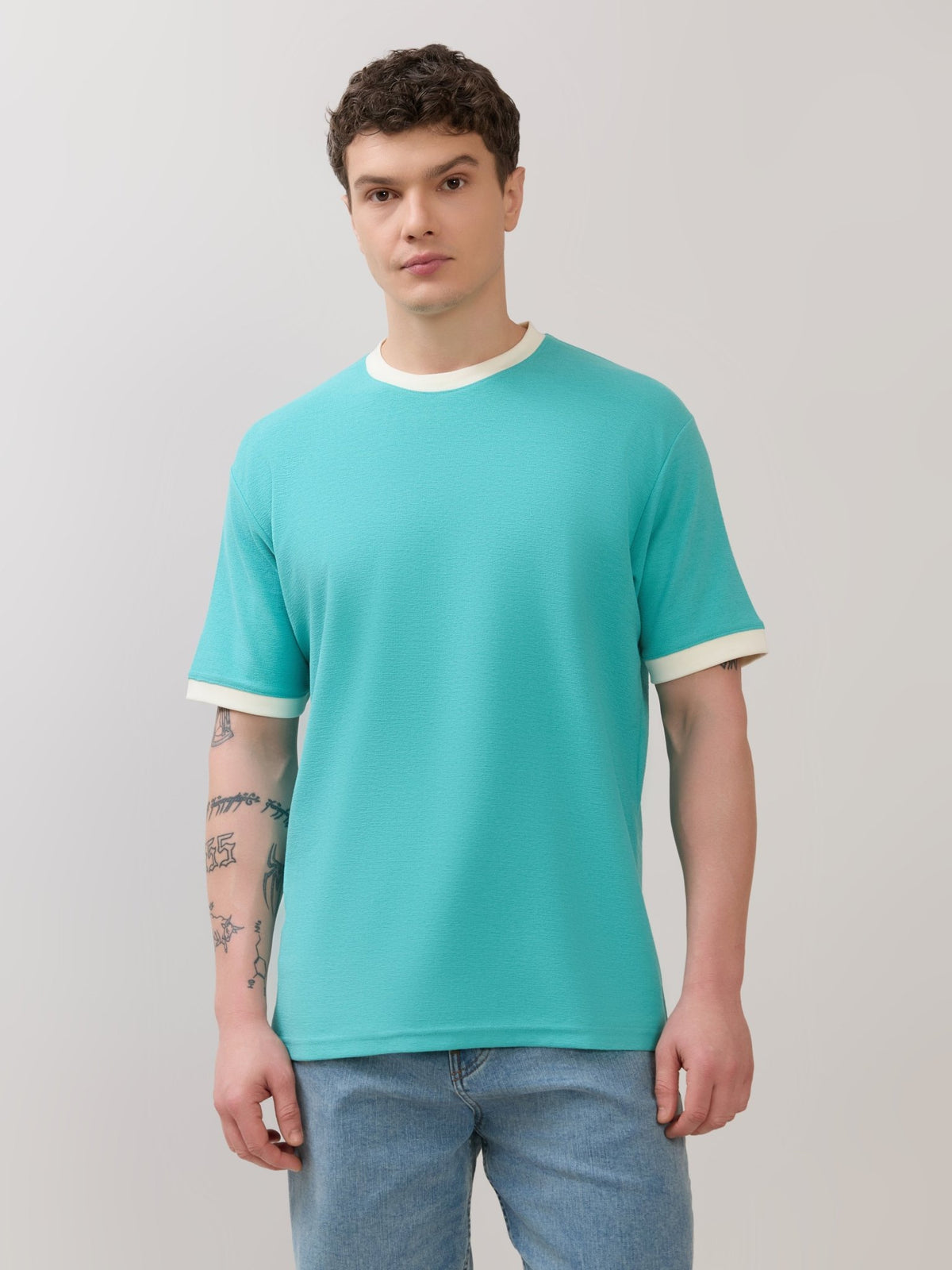 Karoon - Slim Fit Round-Neck T-Shirt - Light Blue - Espanshe