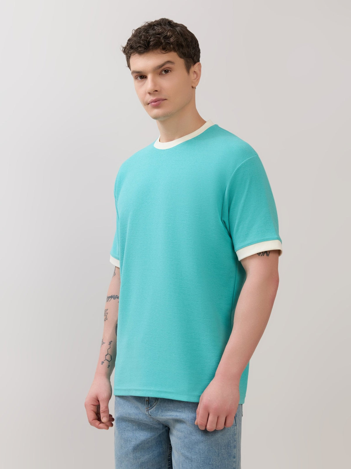 Karoon - Slim Fit Round-Neck T-Shirt - Light Blue - Espanshe