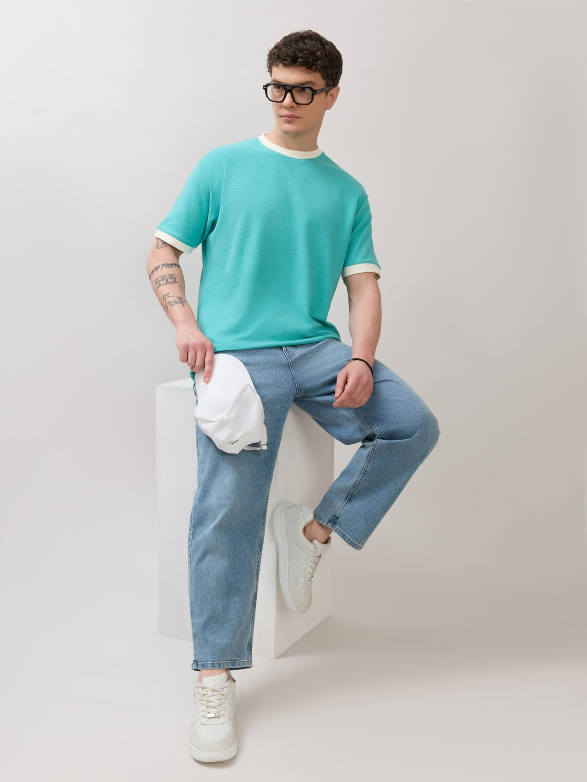 Karoon - Slim Fit Round-Neck T-Shirt - Light Blue - Espanshe