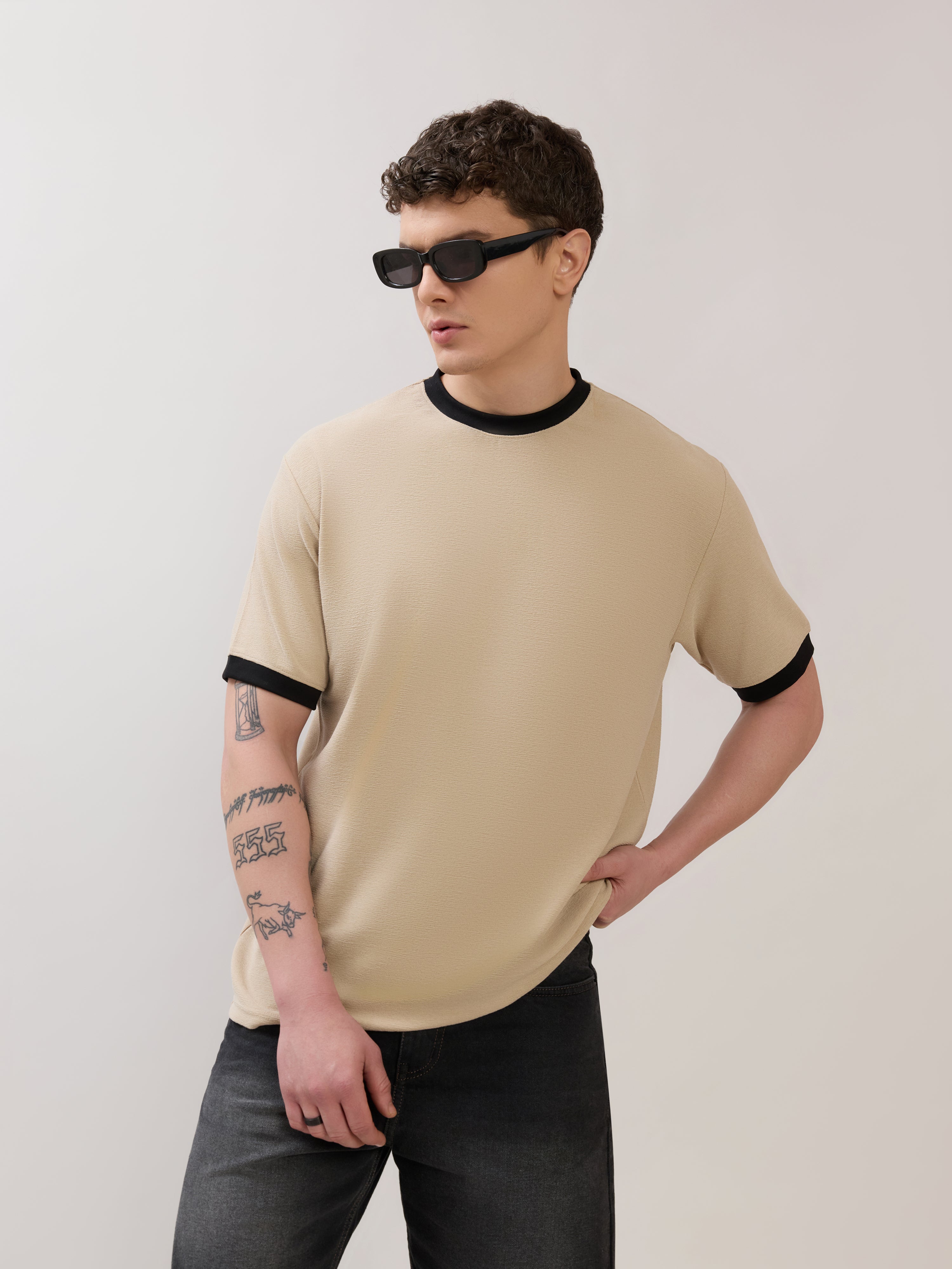 Karoon - Slim Fit Round-Neck T-Shirt - Sand
