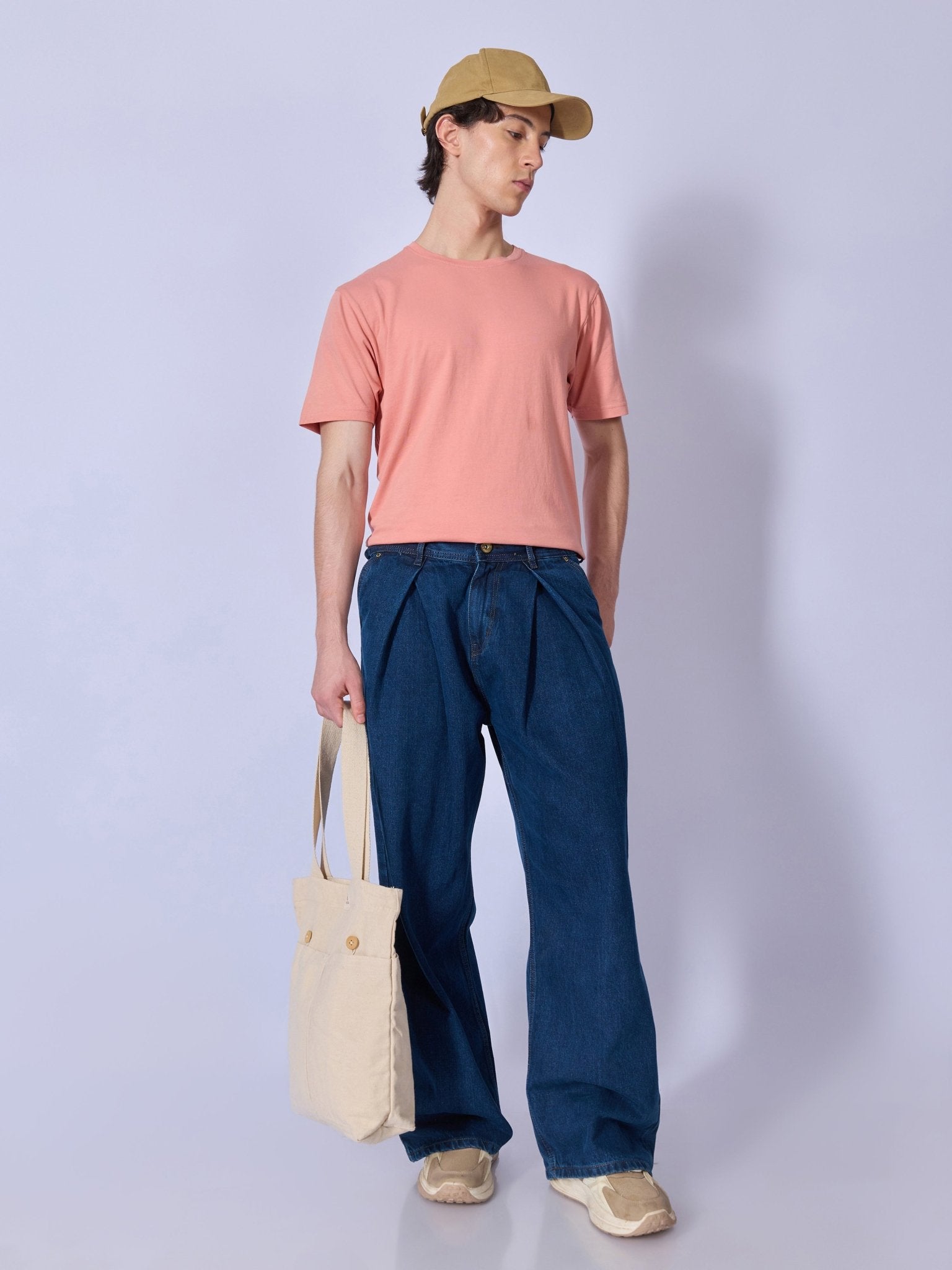 Quro - Baggy Pleated Jeans - MS Blue - Espanshe