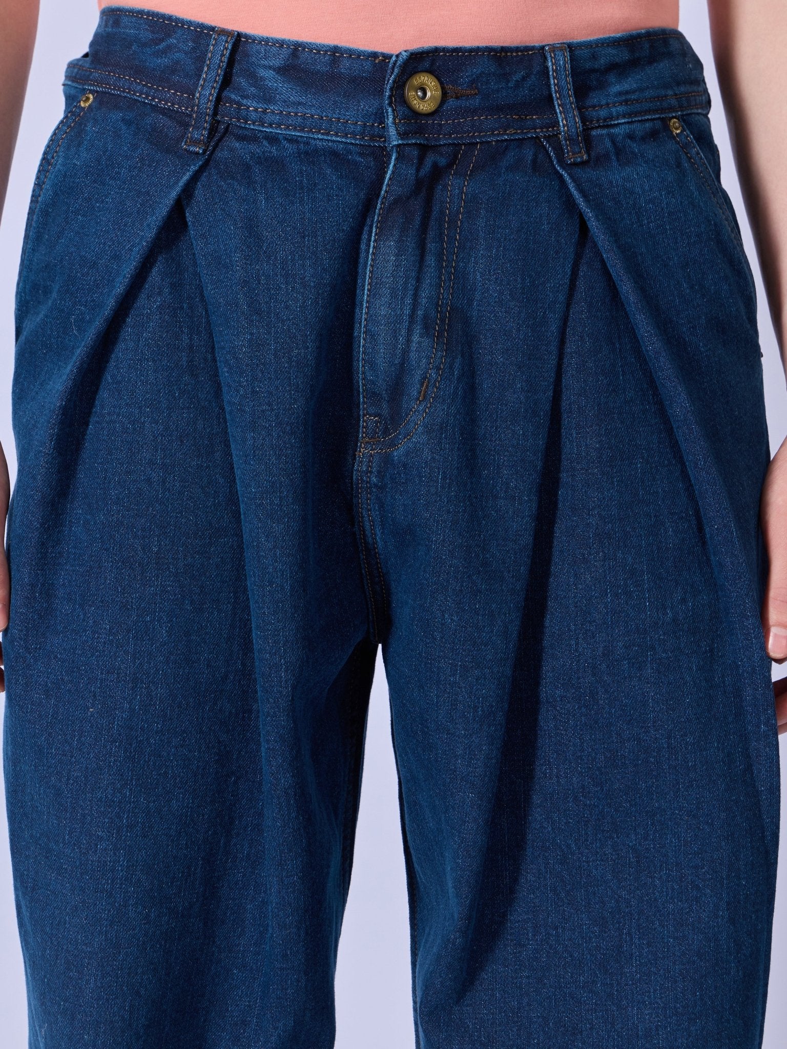 Quro - Baggy Pleated Jeans - MS Blue - Espanshe