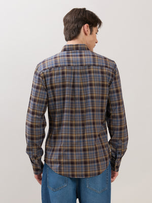 men's Melange Checks Shirt in lavender blue