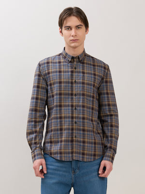 men's Melange Checks Shirt in lavender blue