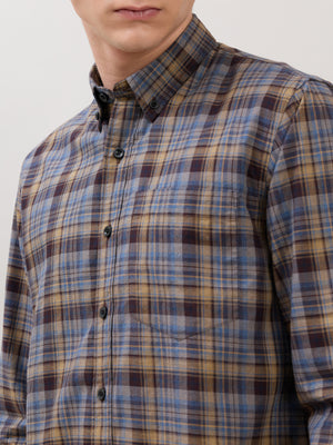 men's Melange Checks Shirt in lavender blue