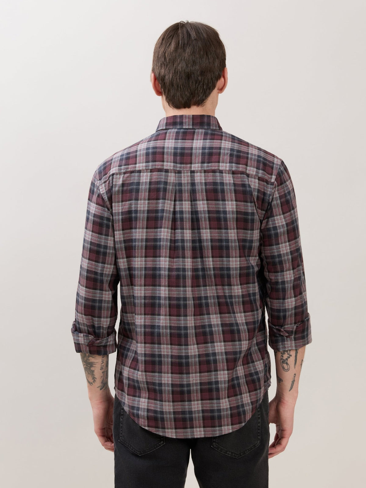 Sanana - Melange Checks Shirt - Maroon - Espanshe