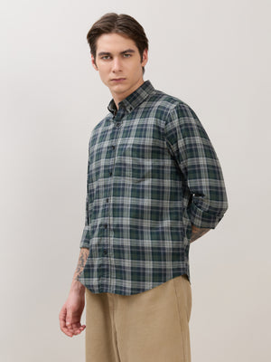 men's Melange Checks Shirt in Green