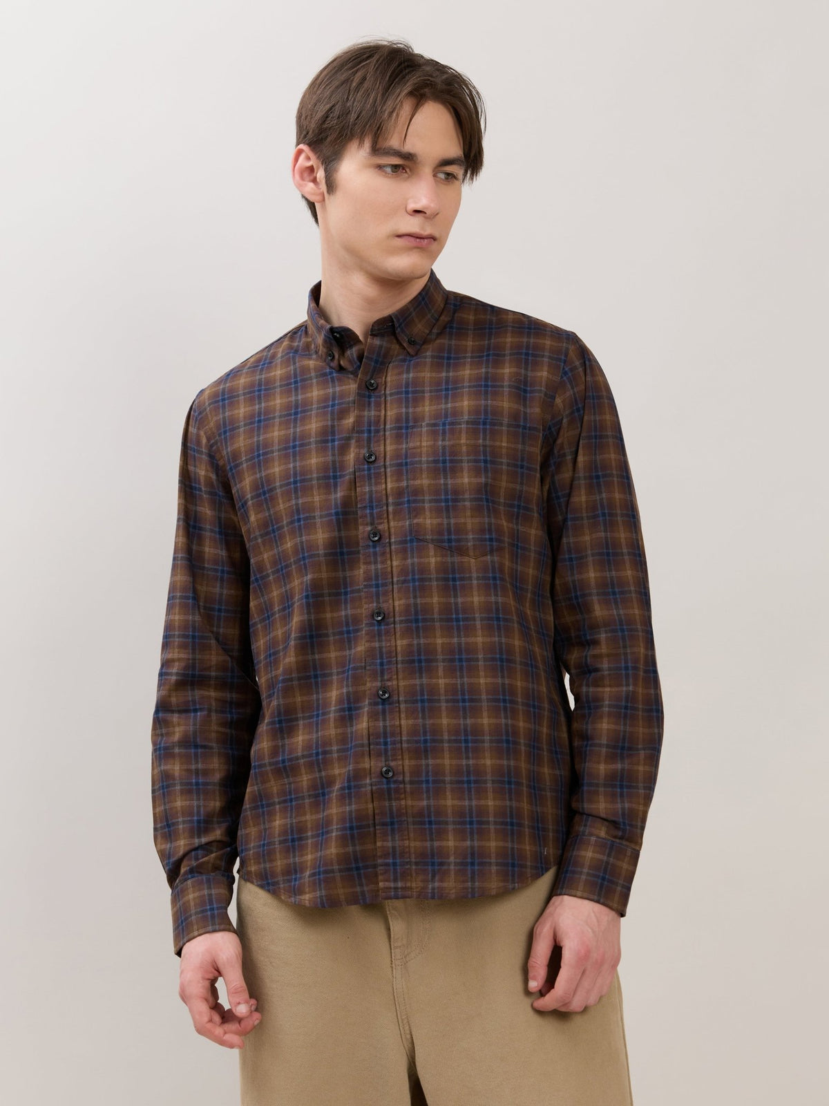 Sanana - Melange Checks Shirt - Brown - Espanshe
